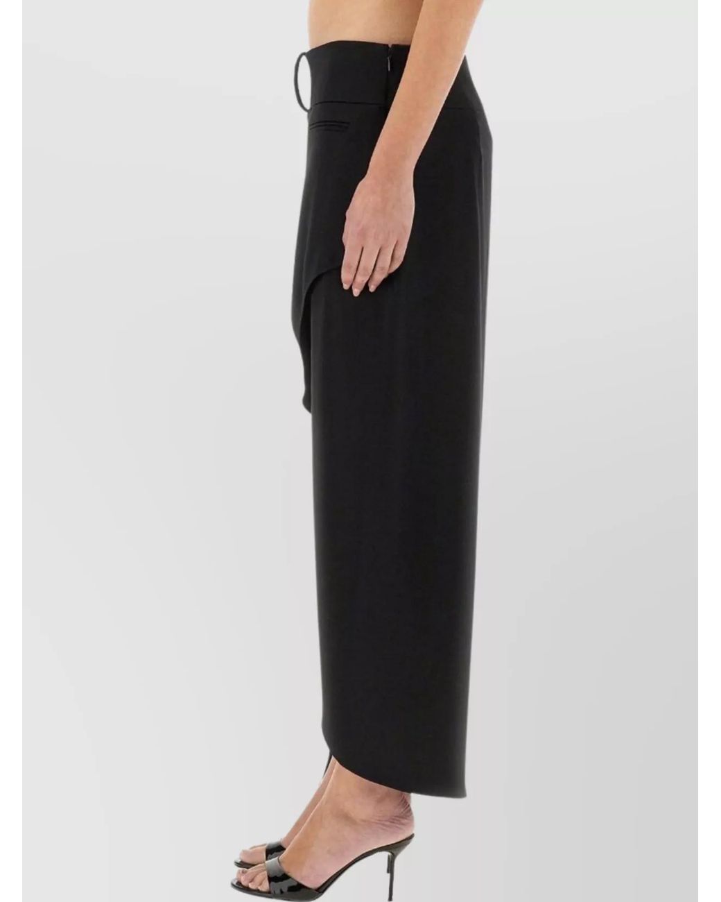 Courreges Black Asymmetric Draped Skirt