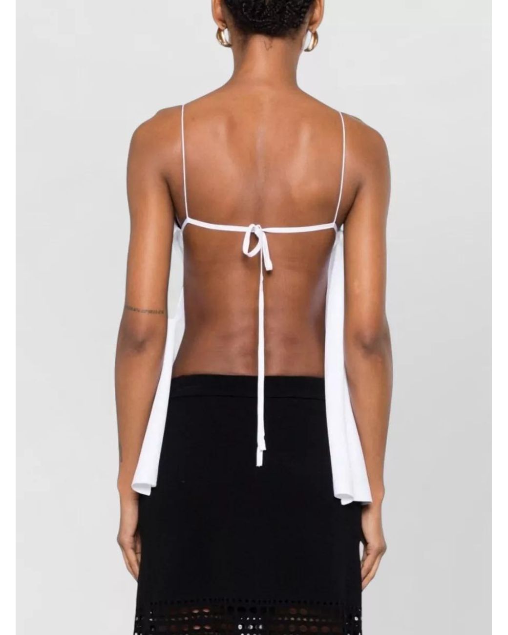 Jacquemus White Voile Scoop Neck Strappy Top
