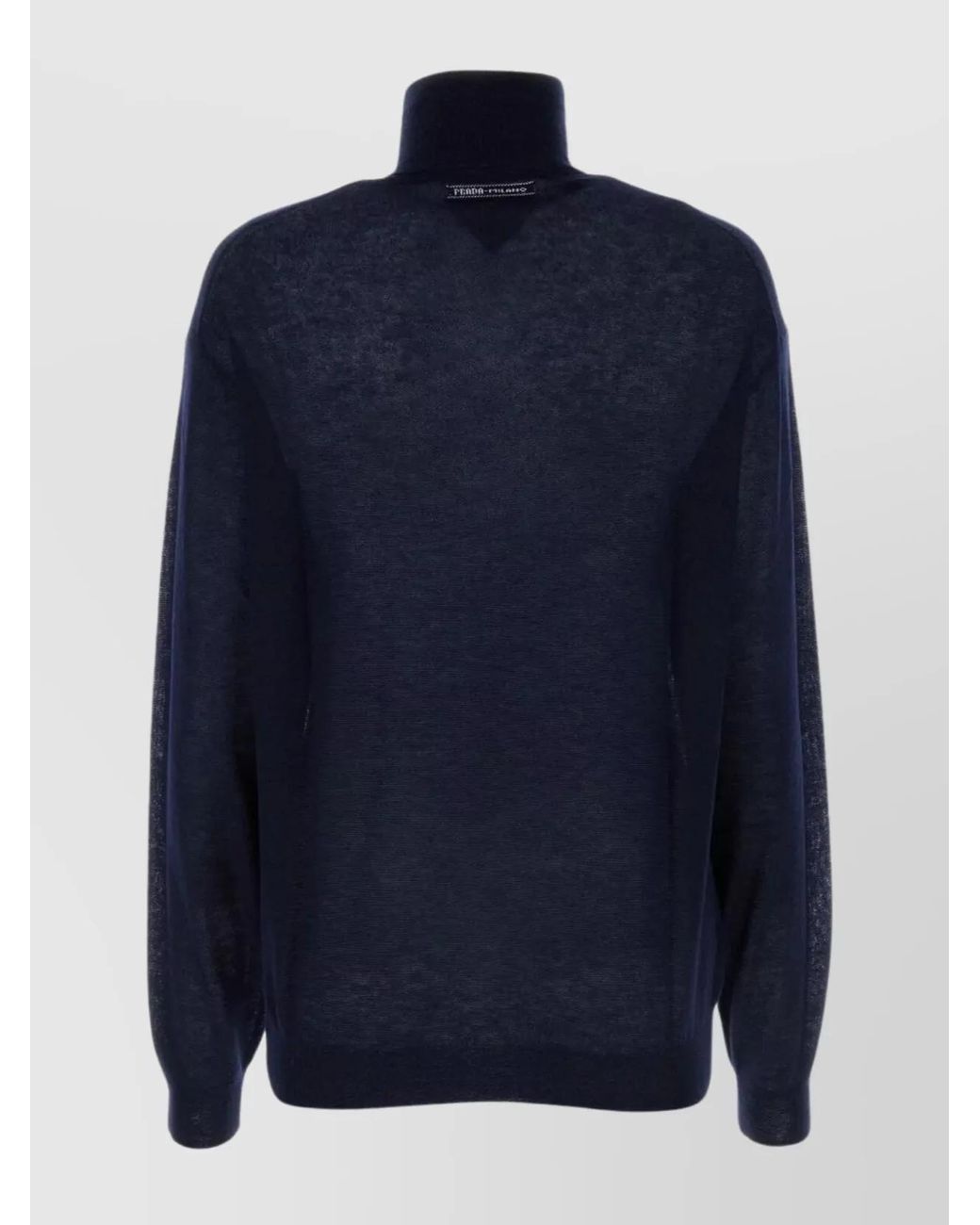 Prada Blue Cashmere Ribbed Turtleneck Sweater