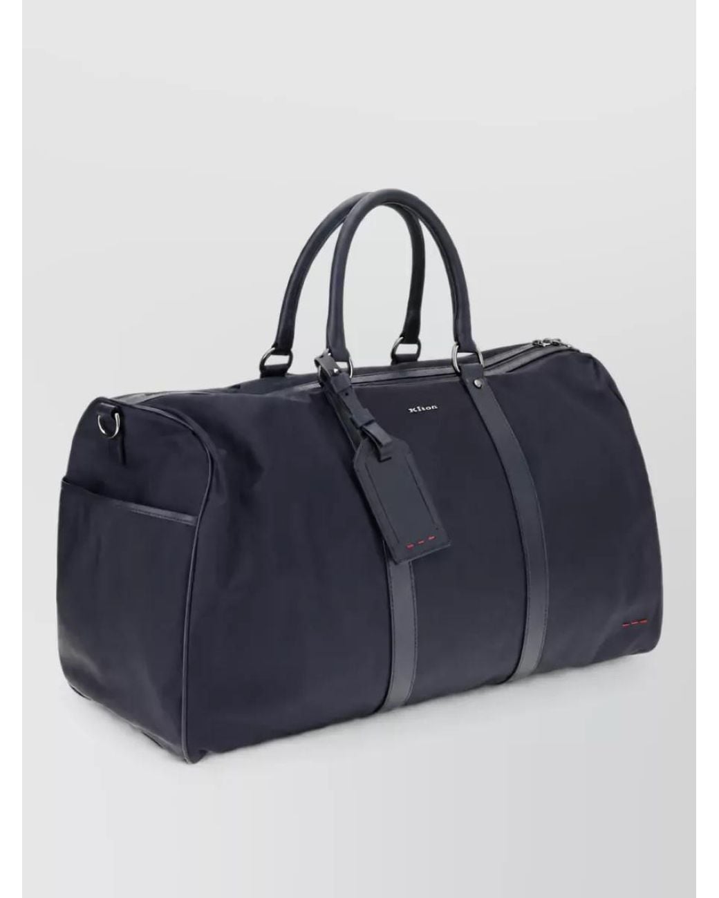 Kiton Blue Leather Trim Duffle Bag for men