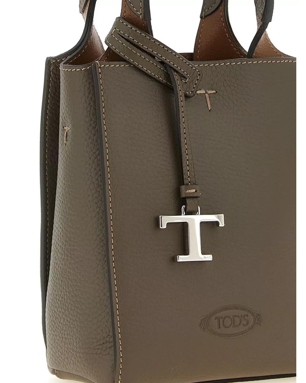 Tod's Brown T Timeless Micro Leather Tote Bag