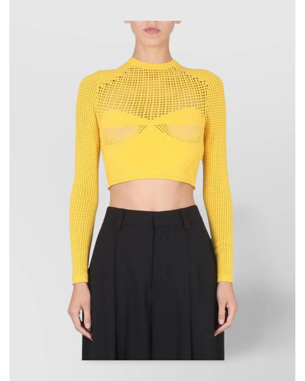 Ambush Yellow Cropped Knitted Top