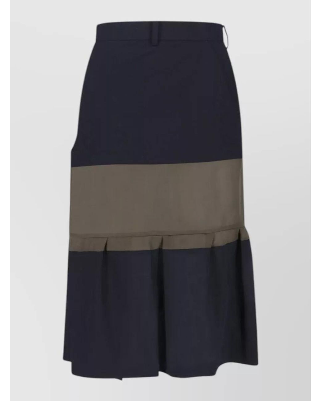 Sacai Blue Wool Midi Pleated Skirt