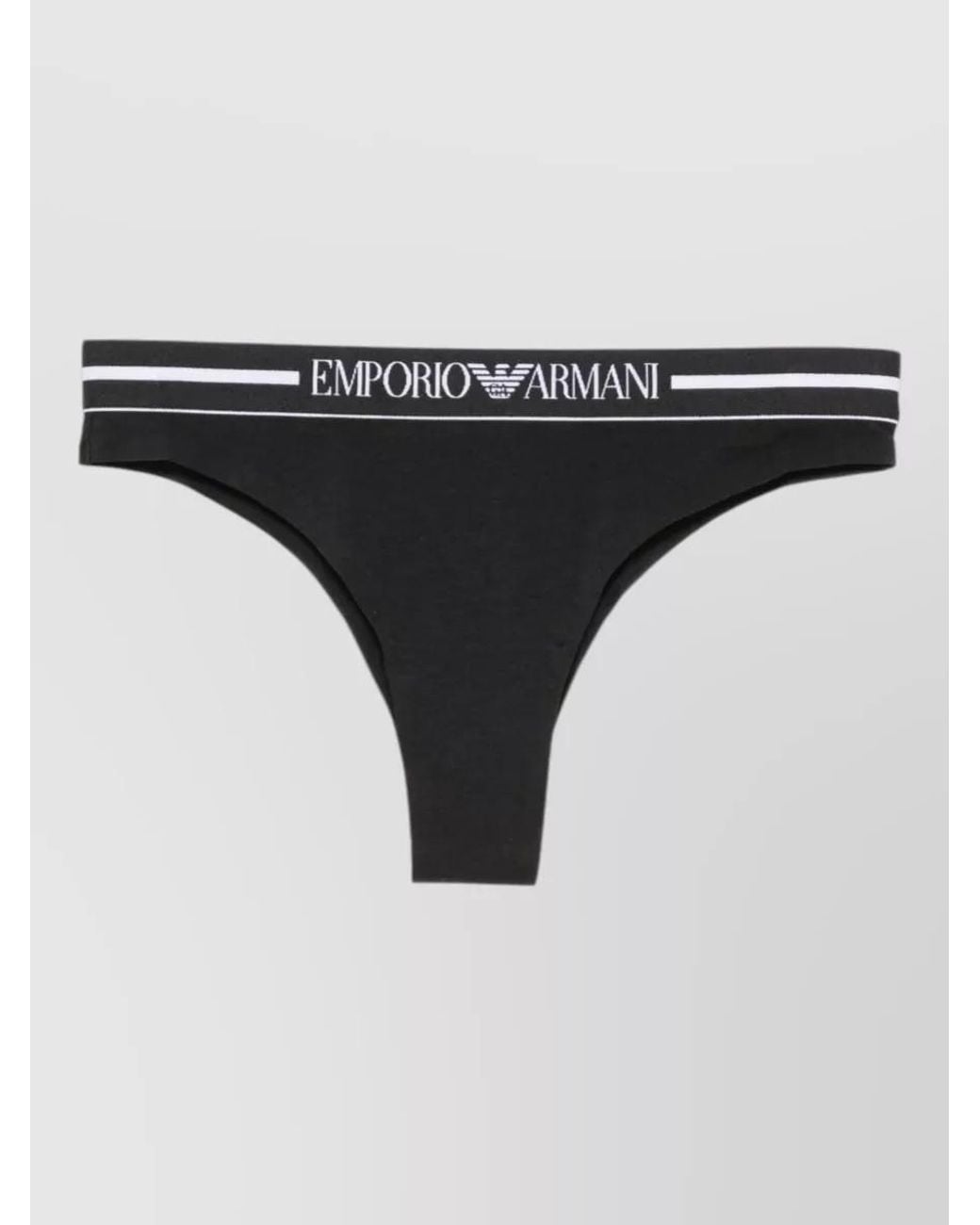 Emporio Armani Black Organic Cotton Logo-Waistband Thong Set