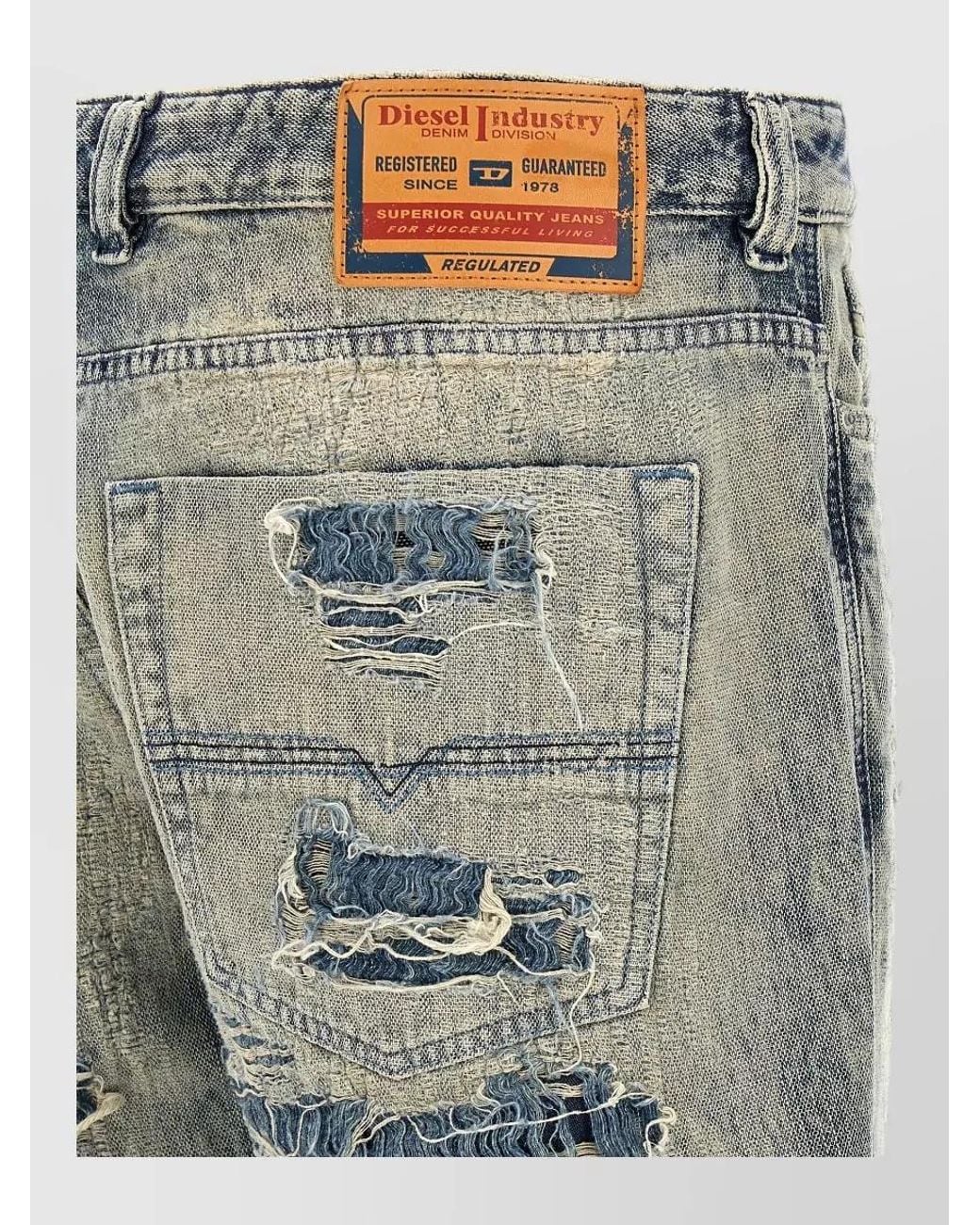DIESEL Gray Denim Relaxed-Fit Straight-Leg Jeans for men
