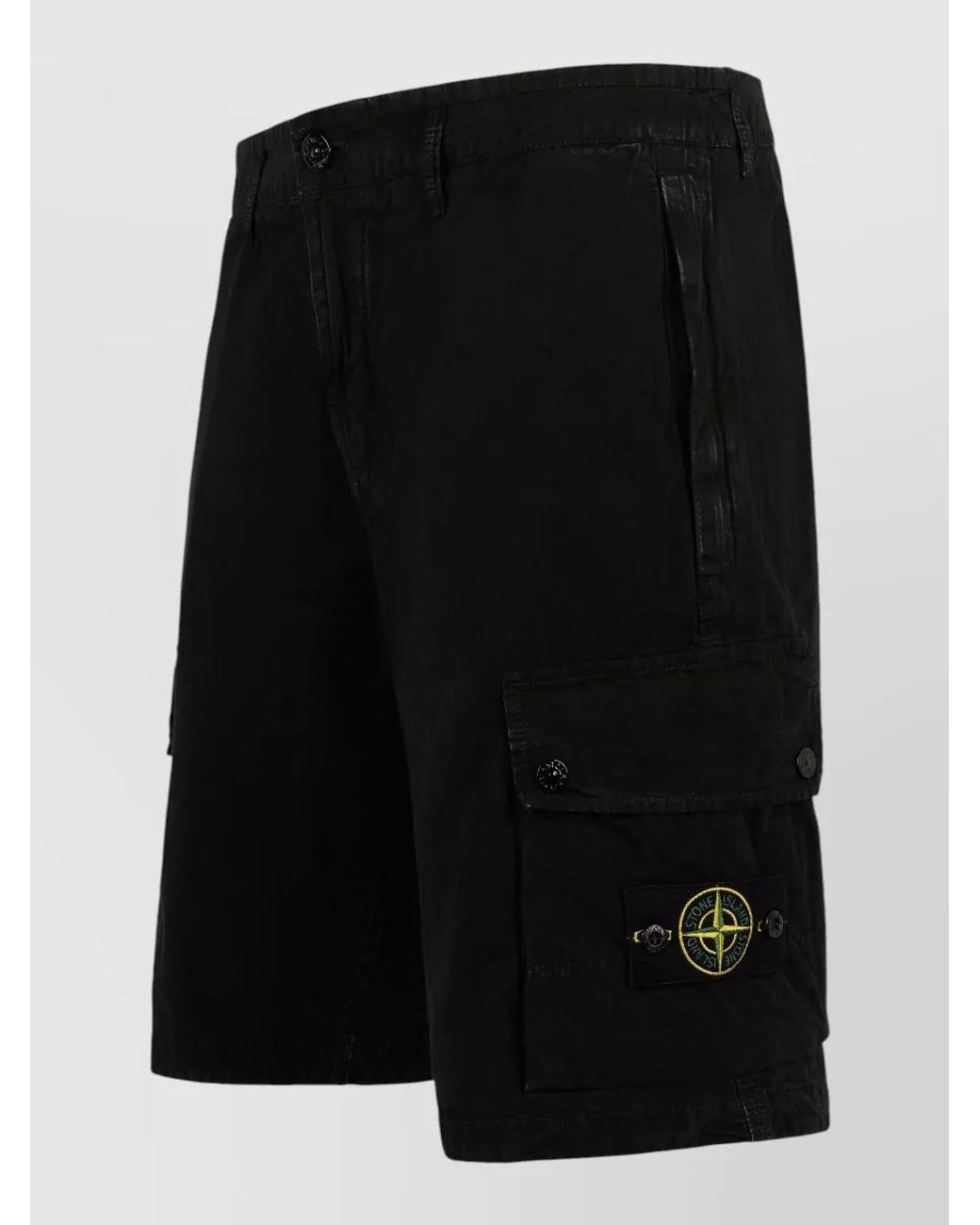 Stone Island Black Cotton Cargo Shorts for men