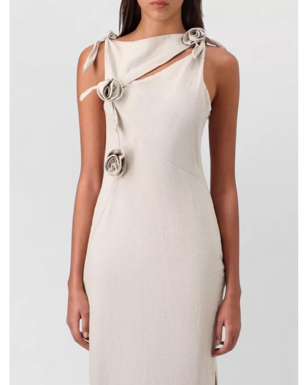 Coperni White Linen Sleeveless Asymmetric Maxi Dress