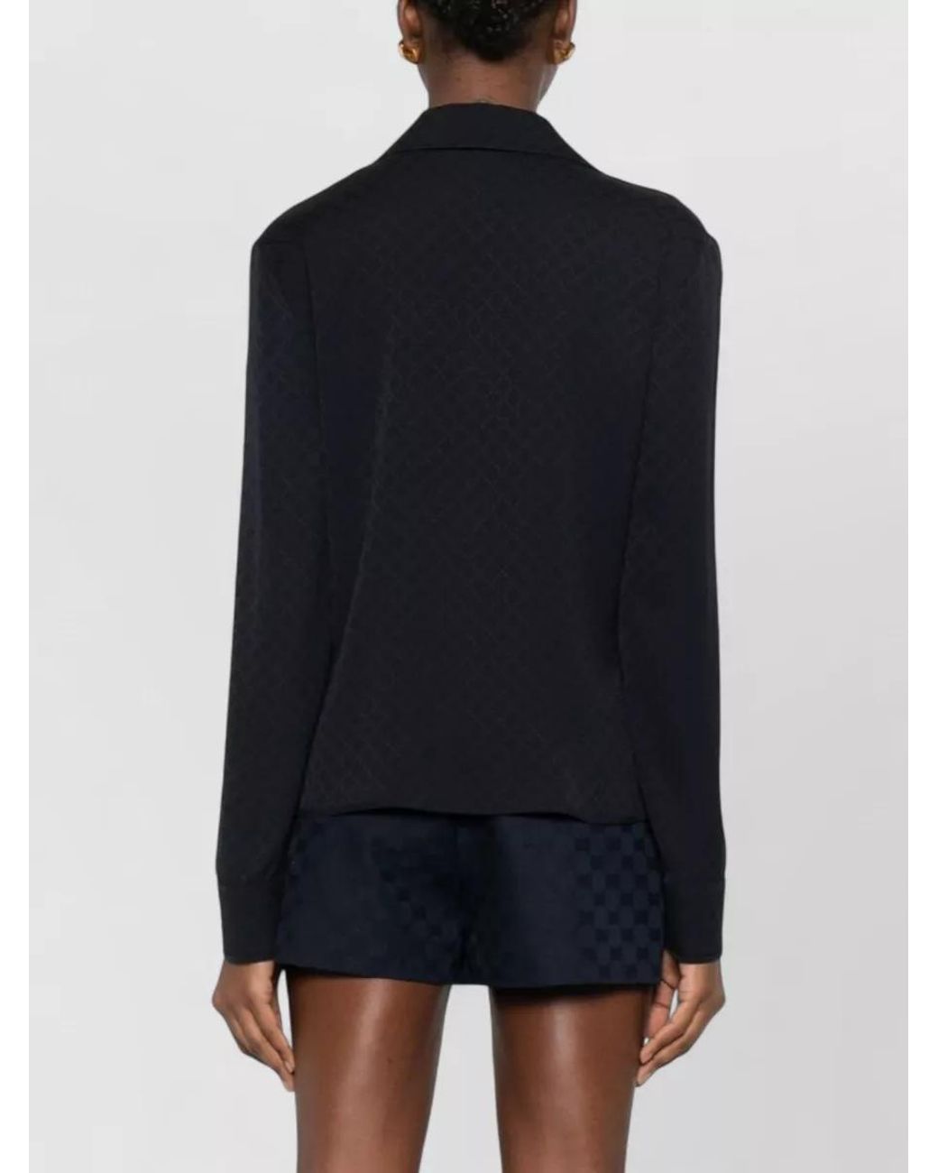 Gucci Black Silk Blend Long Sleeve Shirt