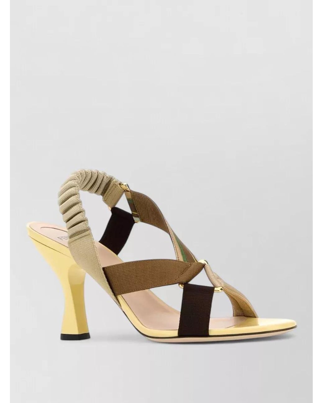 Fendi Metallic Striped Slingback Mules