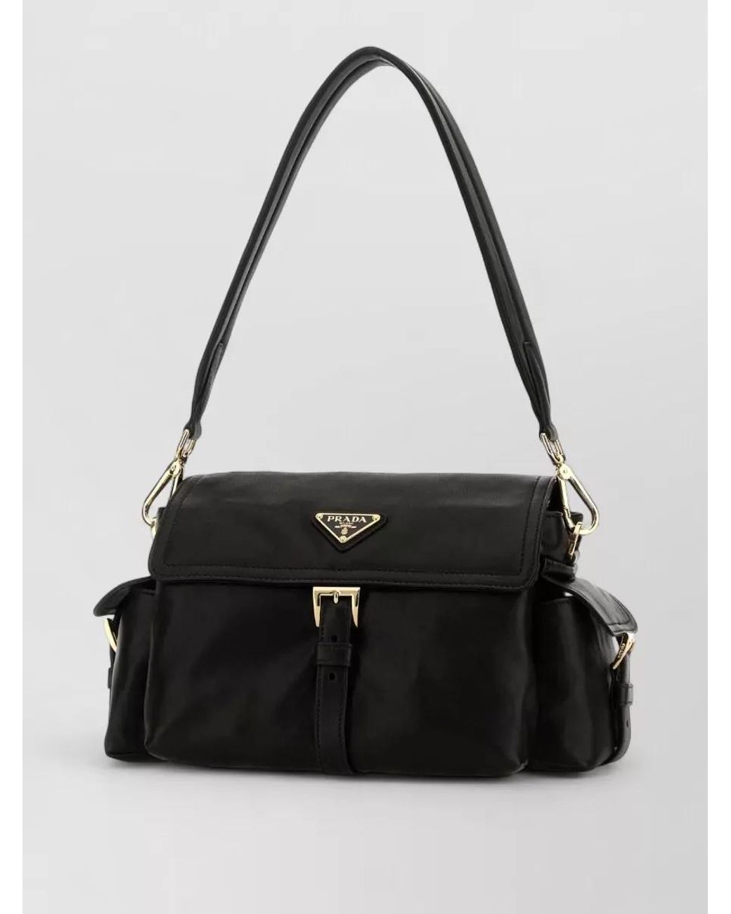 Prada Black Explore Nappa Leather Shoulder Bag Buckle Hardware