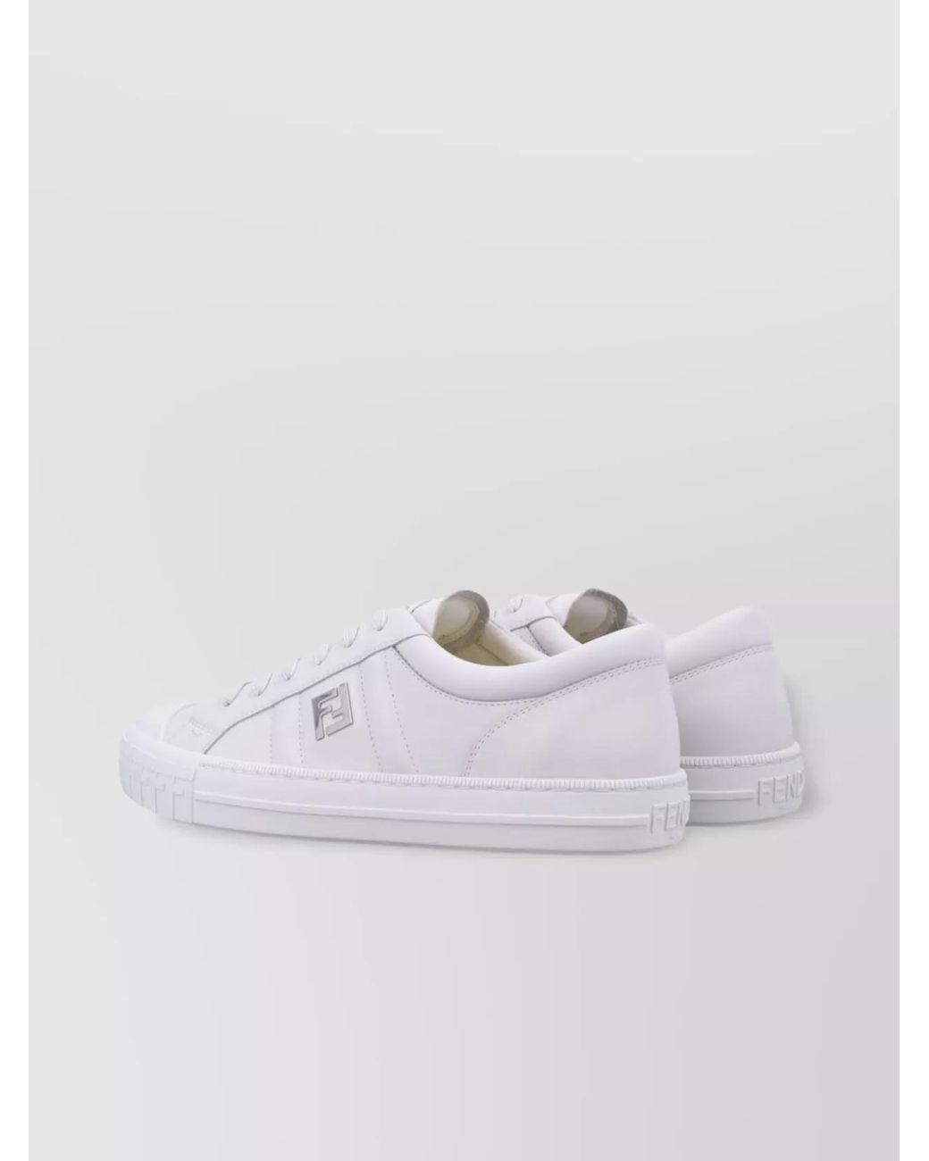 Fendi White Leather Domino Low-Top Sneakers for men