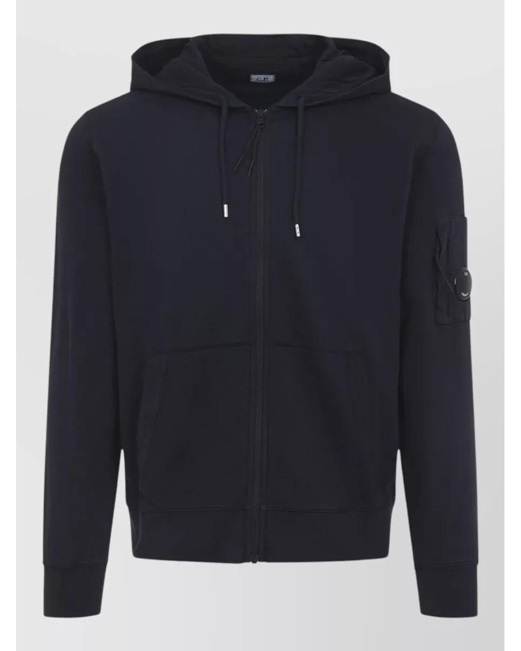 C P Company Blue Cotton Zip-Up Hooded Jacket for men