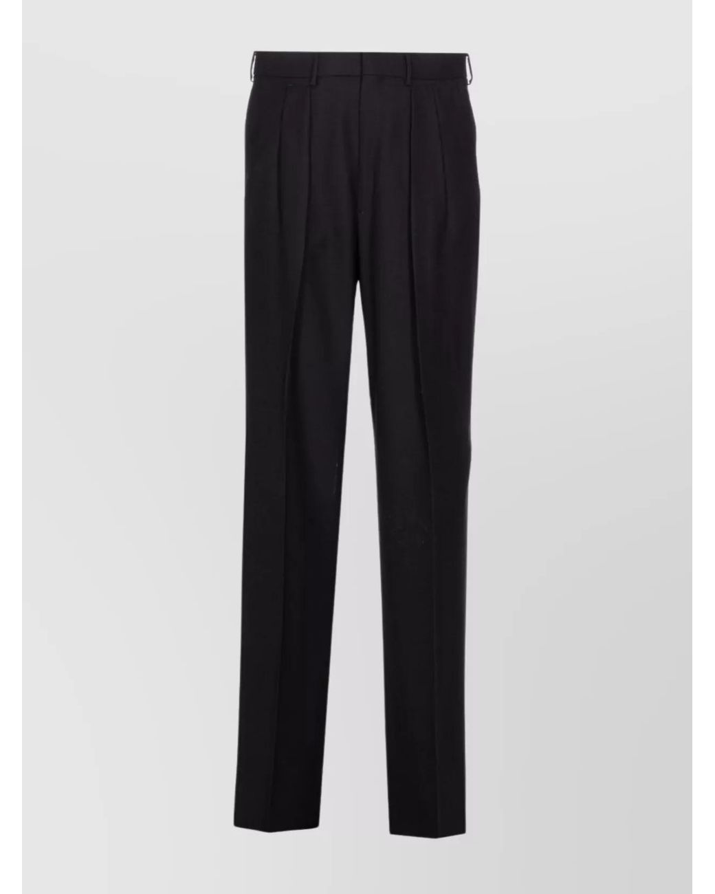 Tom Ford Blue Wool High-Rise Wide-Leg Pleated Tailored Trousers for men