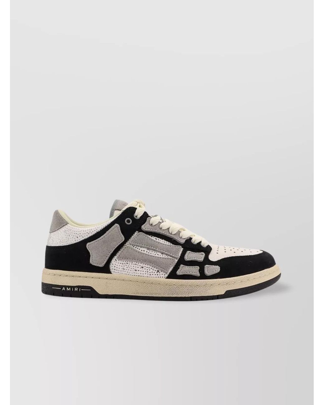 Amiri Black Leather And Suede Crystal-Embellished Low-Top Sneakers for men