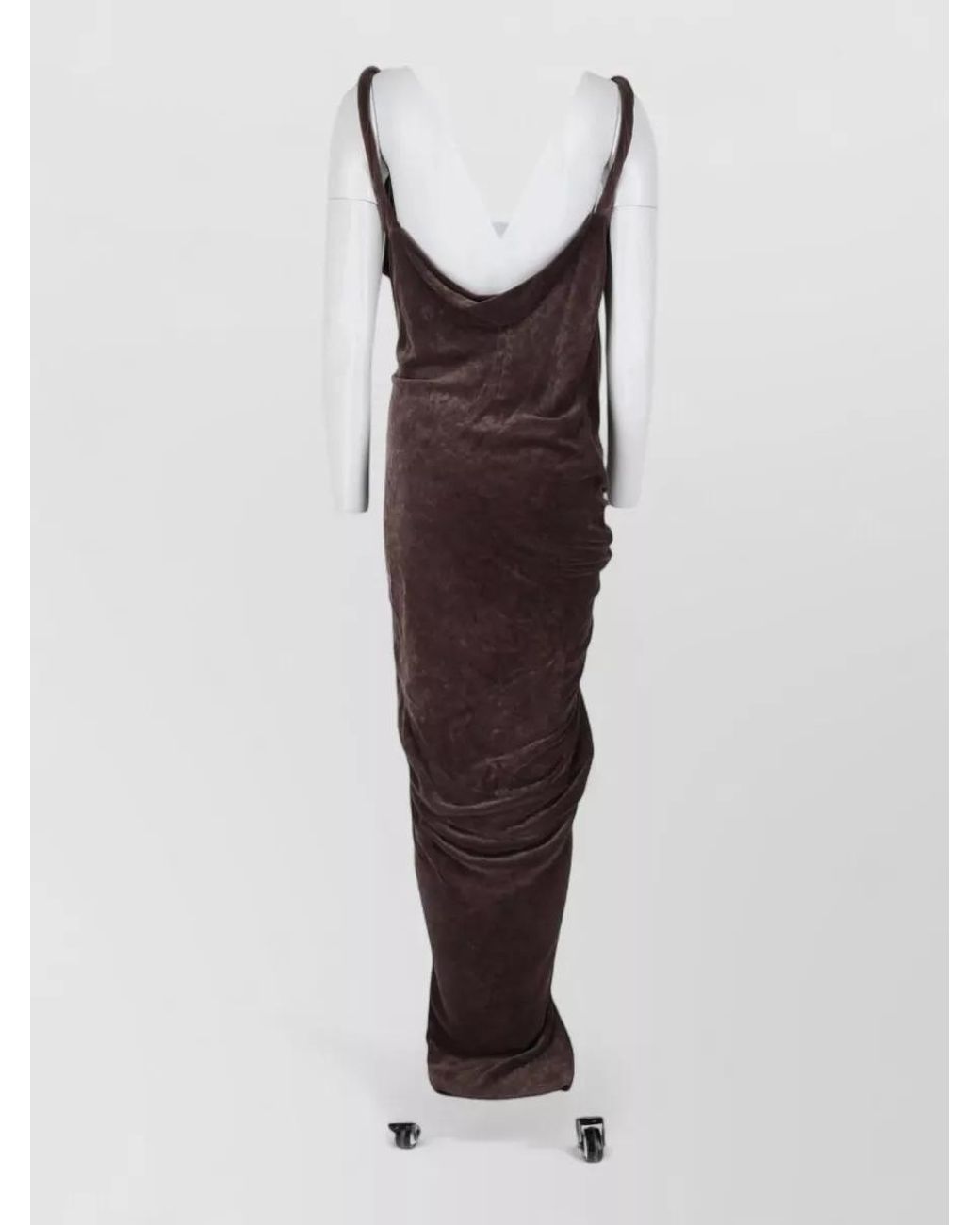 Rick Owens Brown Draped Velvet Maxi Dress
