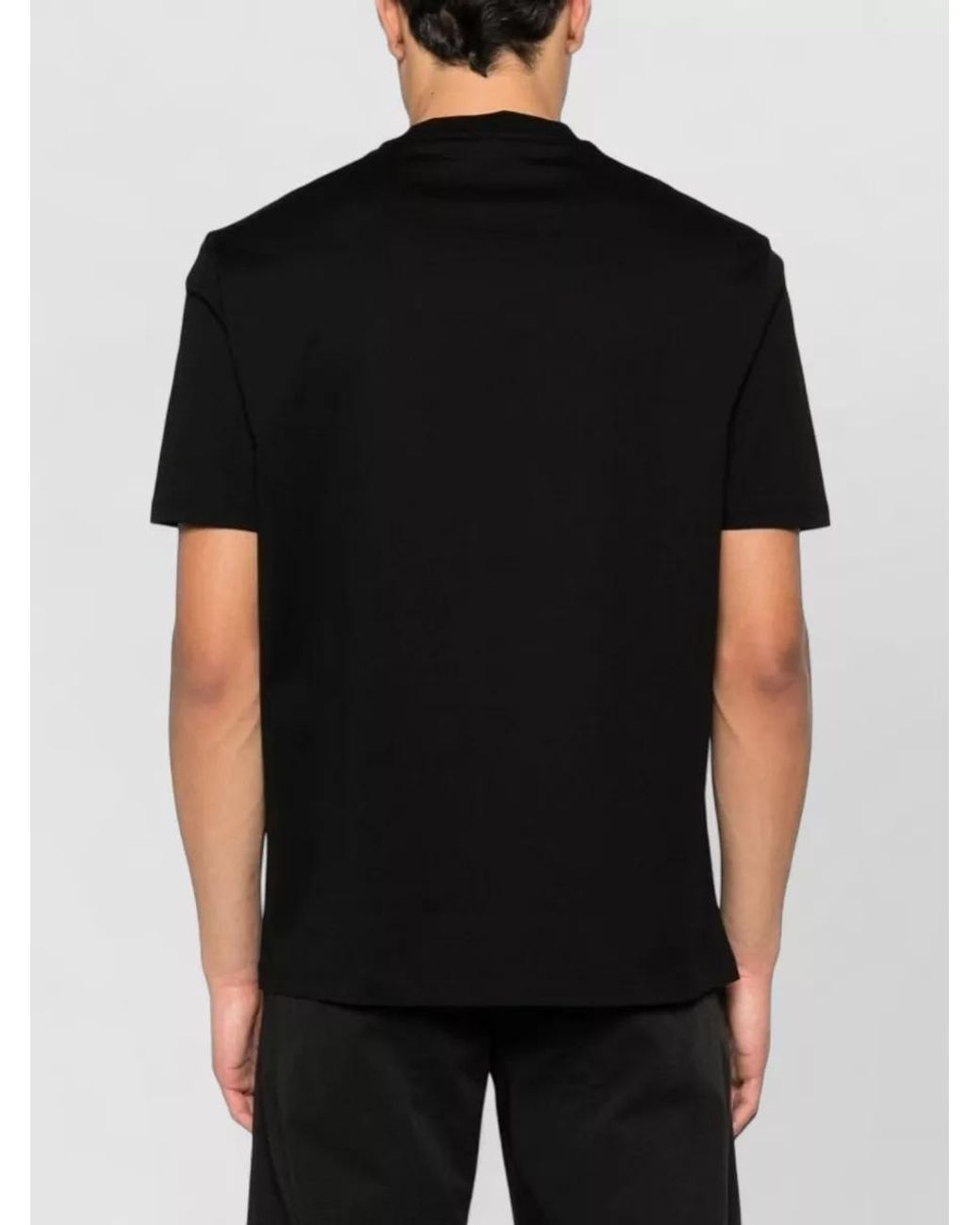 Emporio Armani Black Logo Cotton Crew Neck T-Shirt for men