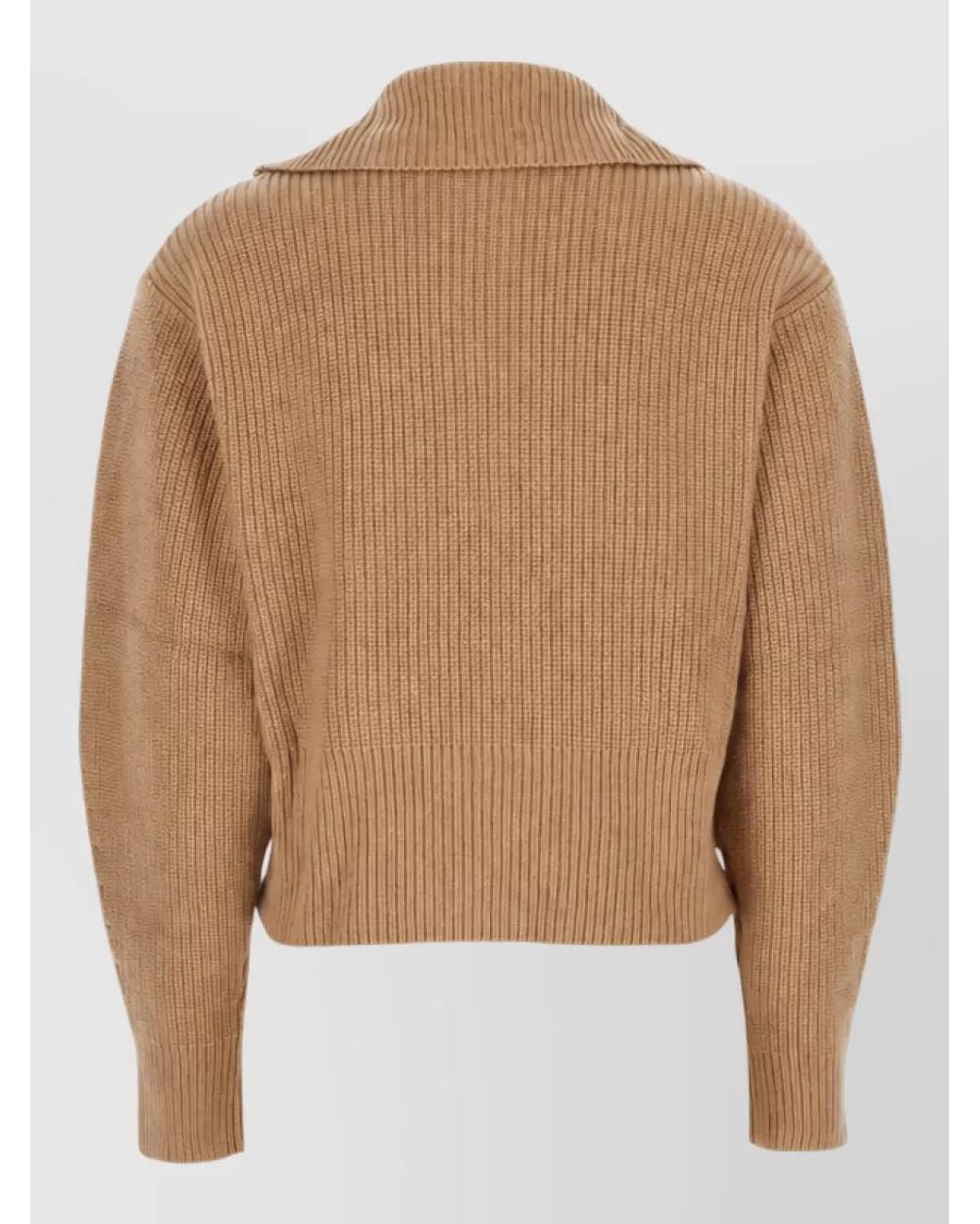 Max Mara Natural Cashmere Wool Ruffled High-Neck Oversized Sweatshirt