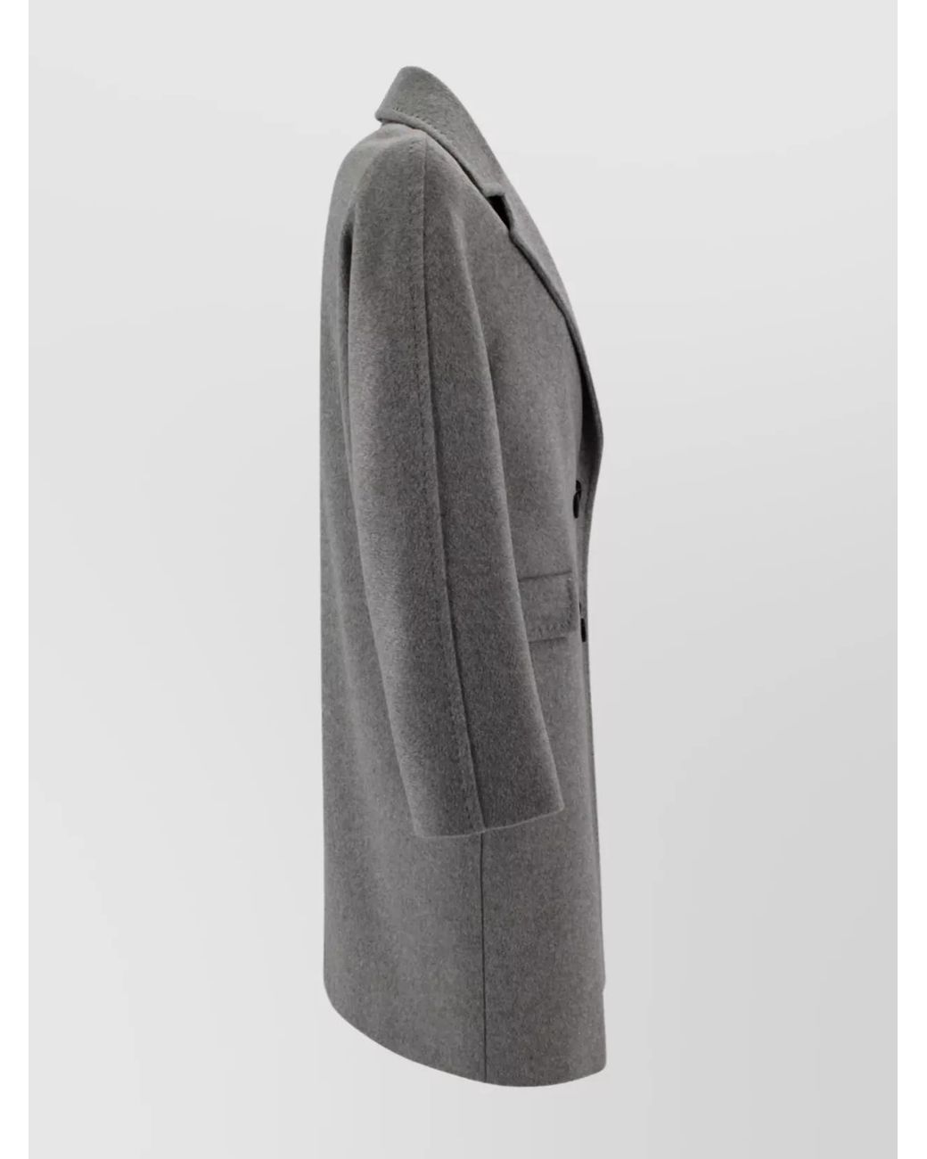 Max Mara Gray Cashmere Alpaca Virgin Wool Double-Breasted Belted Midi Coat