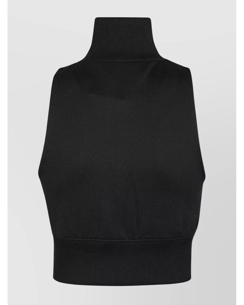 Courreges Black Cropped Sleeveless Zip Track Vest