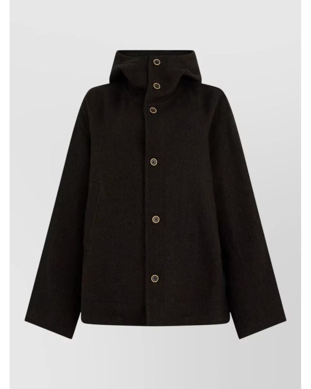 Uma Wang Black Hooded Button Jacket