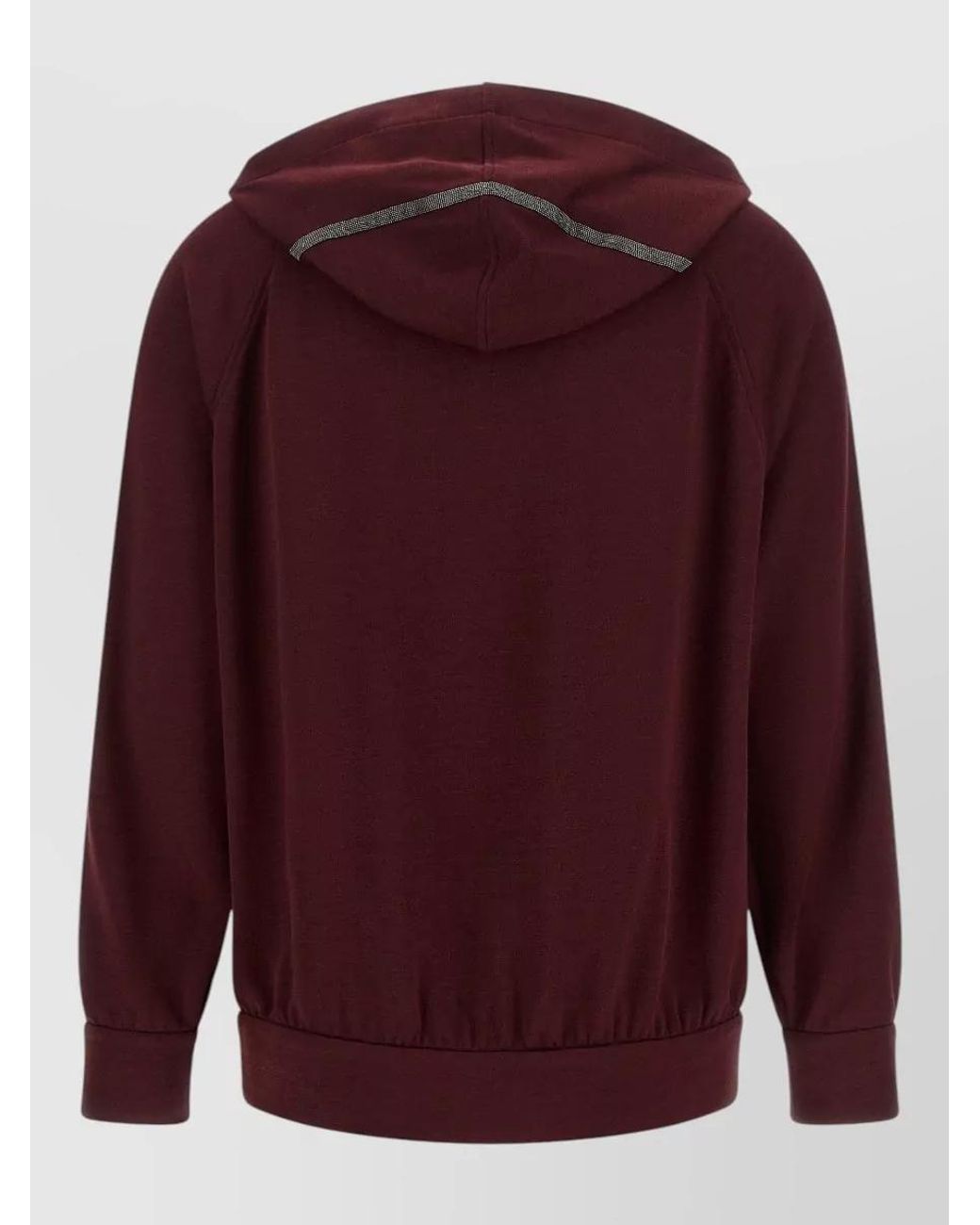 Brunello Cucinelli Red Silk Blend Long-Sleeve Zip Hoodie