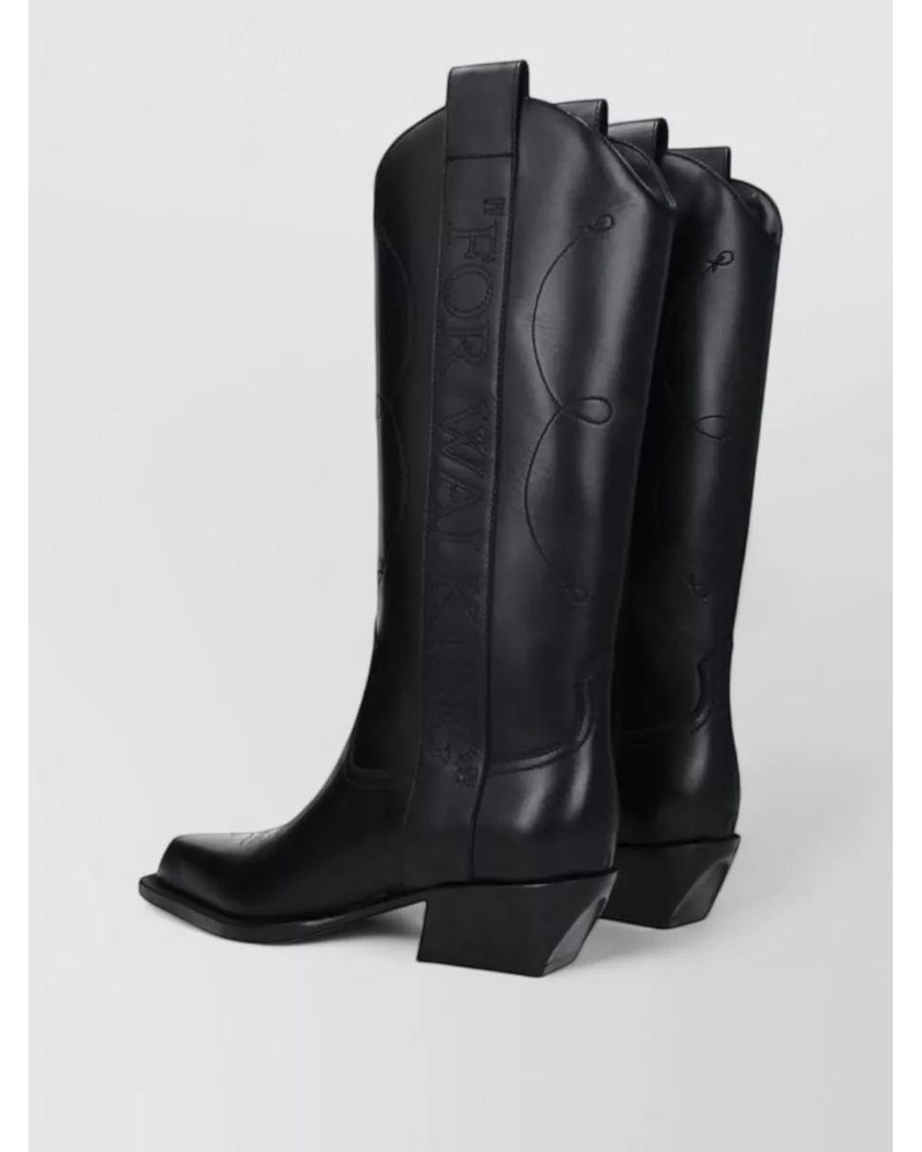 Off-White c/o Virgil Abloh Black Leather High Heel Cowboy Boots