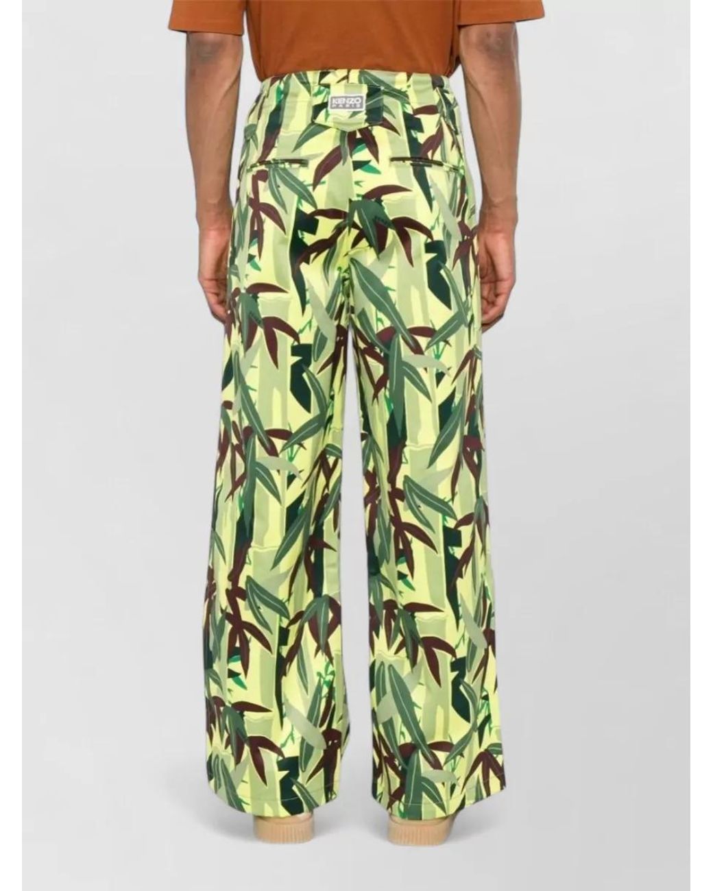 KENZO Green Cotton Wide-Leg Trousers for men