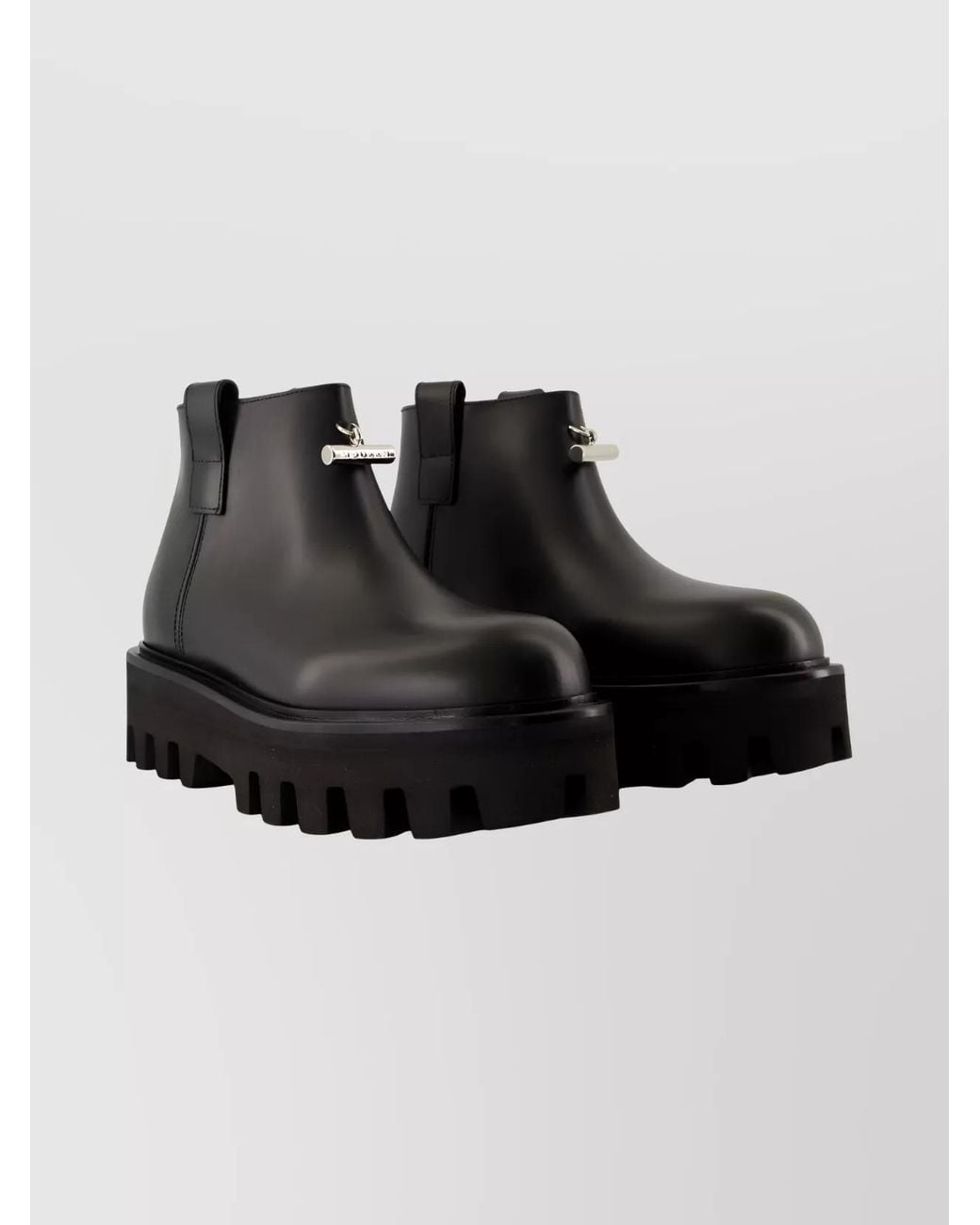 McQueen Black Leather Platform Ankle Boots