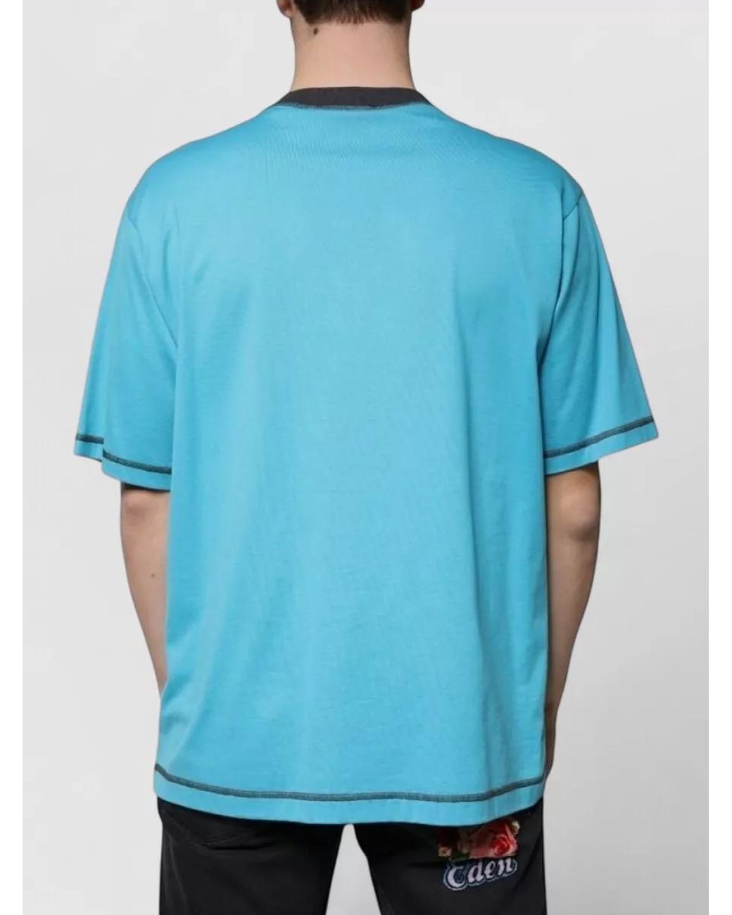 Dolce & Gabbana Blue Cotton Logo-Print Crew-Neck Short-Sleeve T-Shirt for men