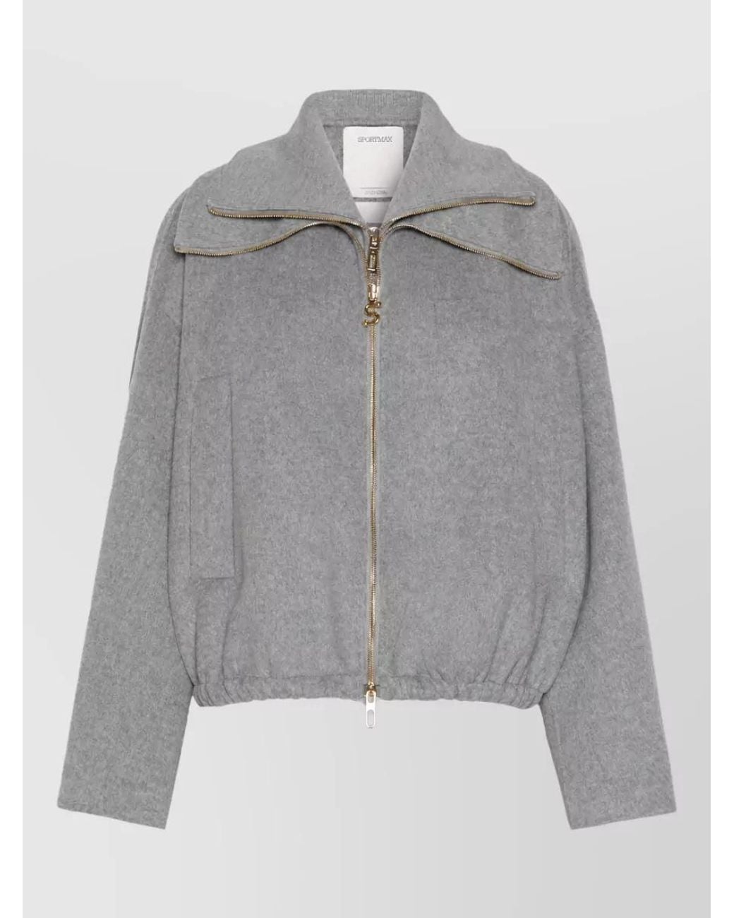 Sportmax Gray Virgin Wool Oversized Bomber Jacket