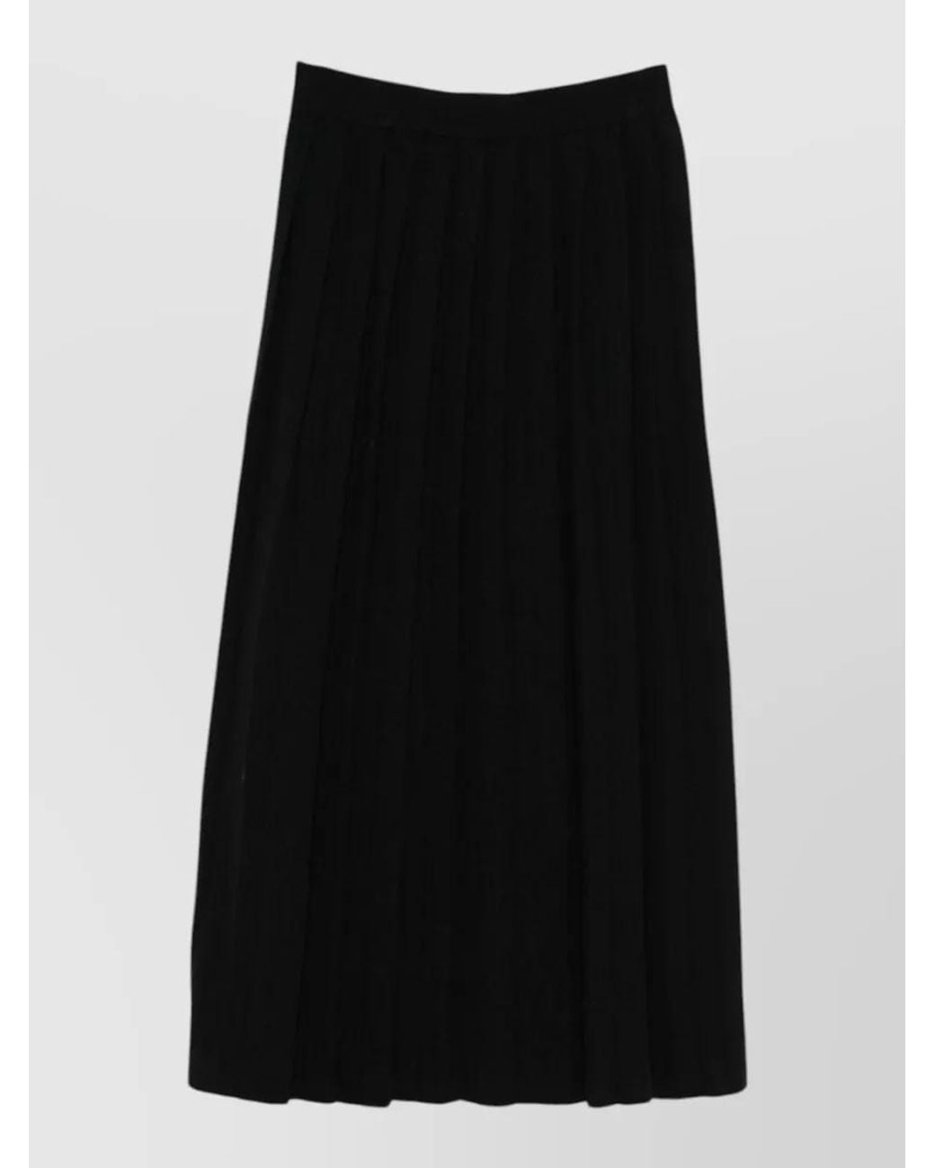 Lisa Yang Black Cashmere High-Rise Pleated Midi Skirt