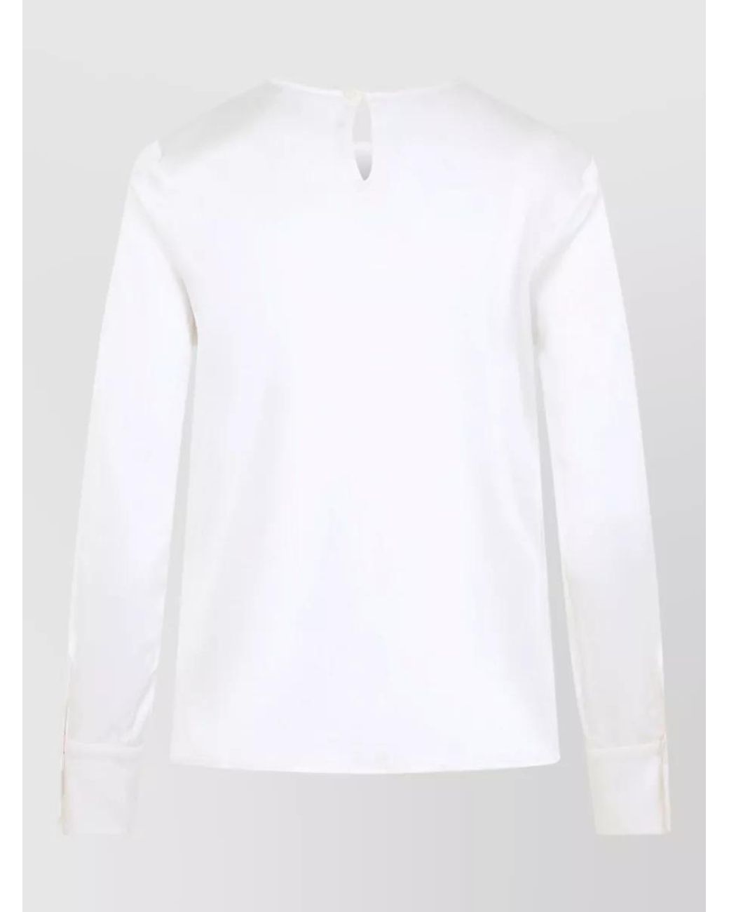 Peserico White Silk Satin Long-Sleeve Blouse