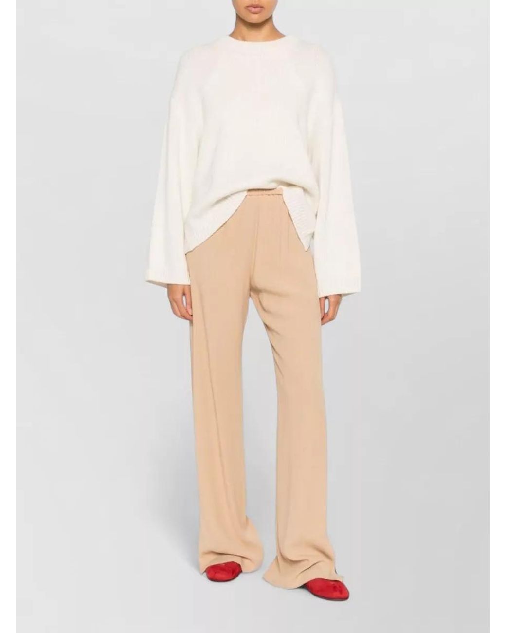 Forte_forte Natural Elasticated-Waist Wide-Leg Trousers