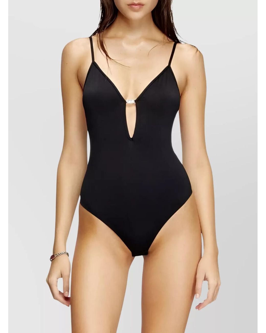 DIESEL Black V-Neck Open-Back Bodysuit