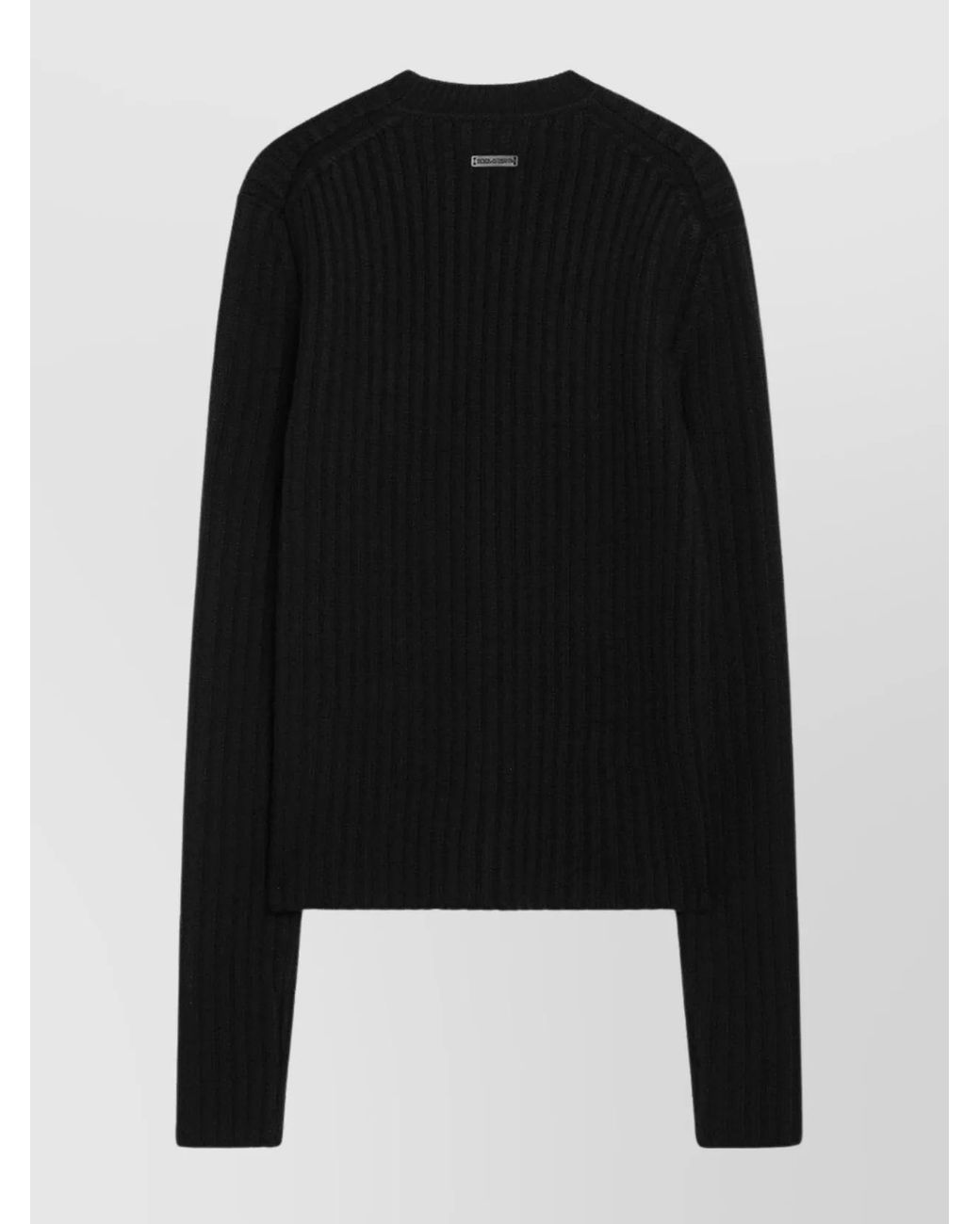 Dolce & Gabbana Black Ribbed Wool Sweater for men