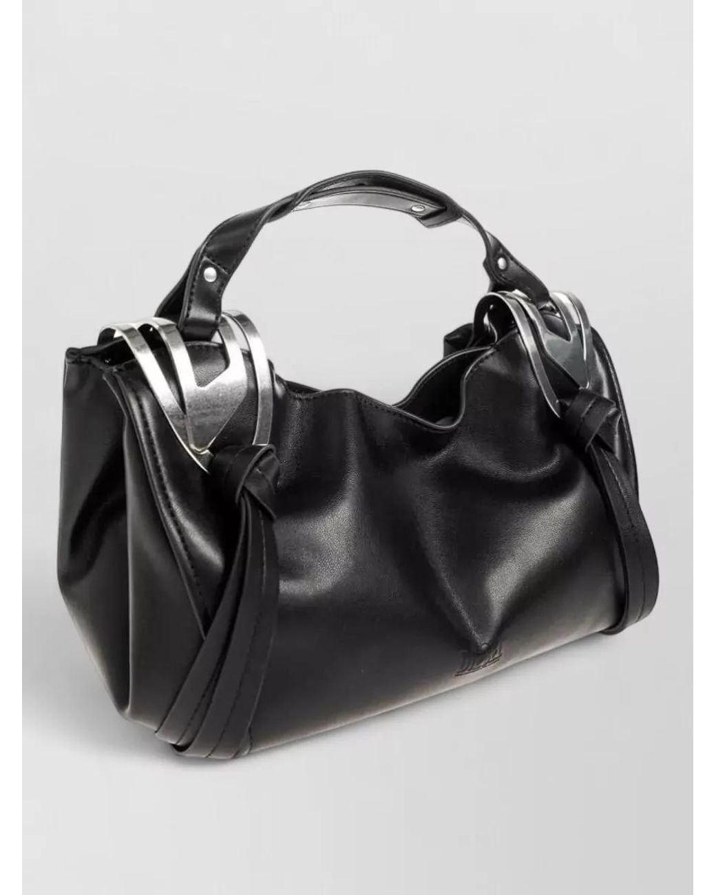 DIESEL Black Small Polyurethane Knot-D Top Handle Bag