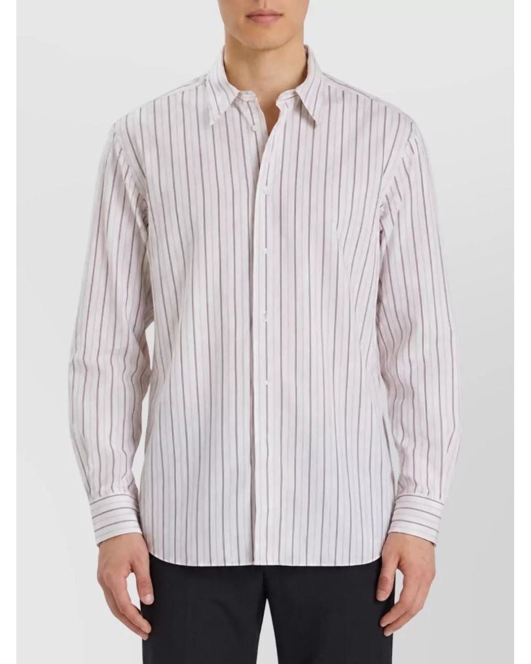 Barena White Striped Long-Sleeve Shirt for men