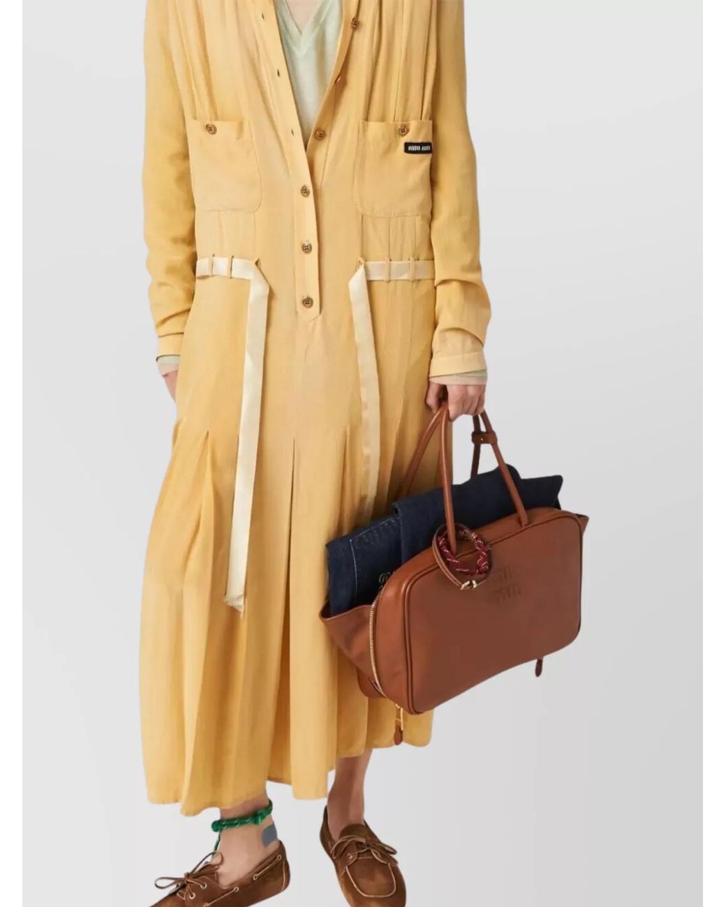Miu Miu Brown Beau Large Leather Tote Bag