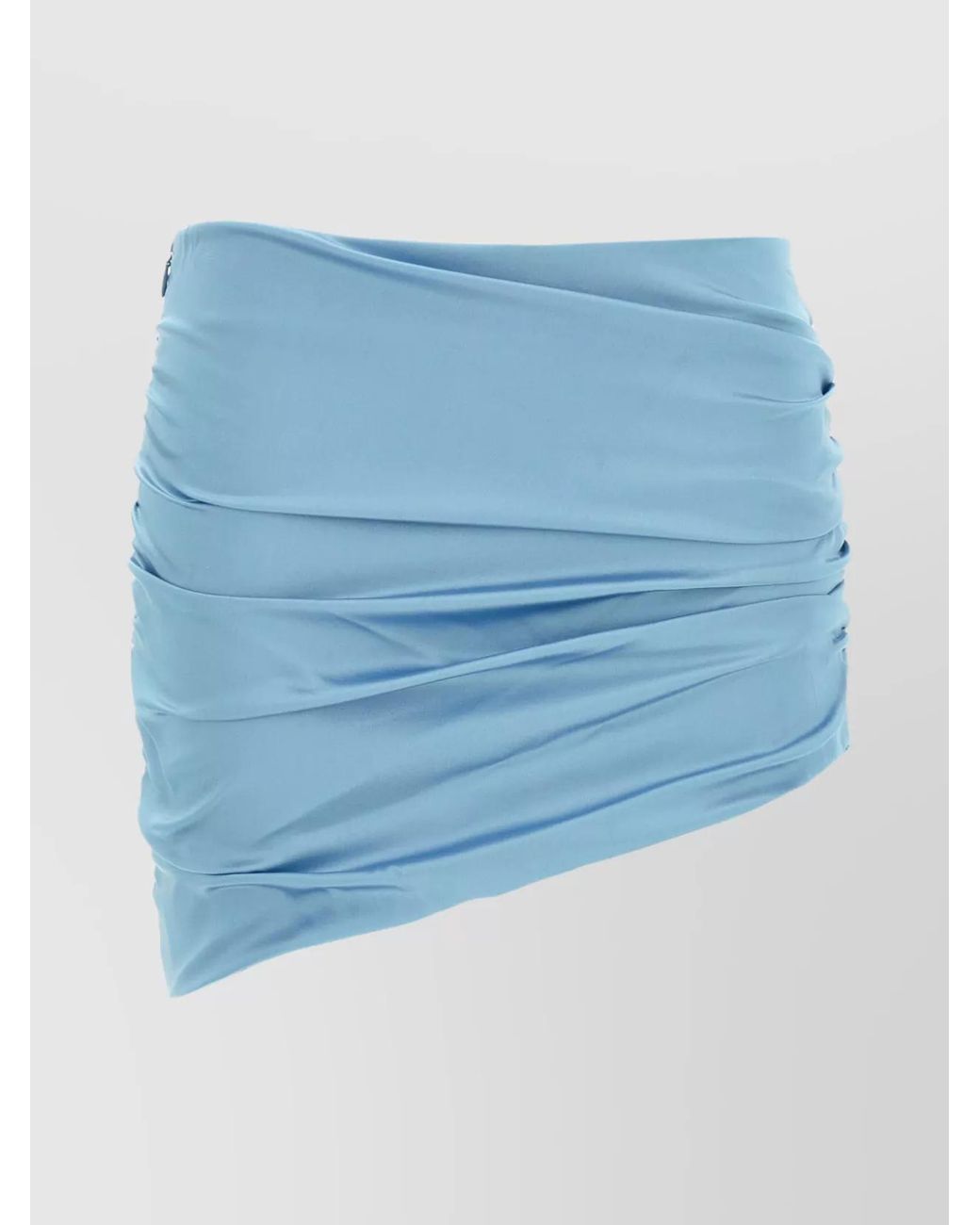 Alessandra Rich Blue Silk Draped Asymmetric Mini Skirt