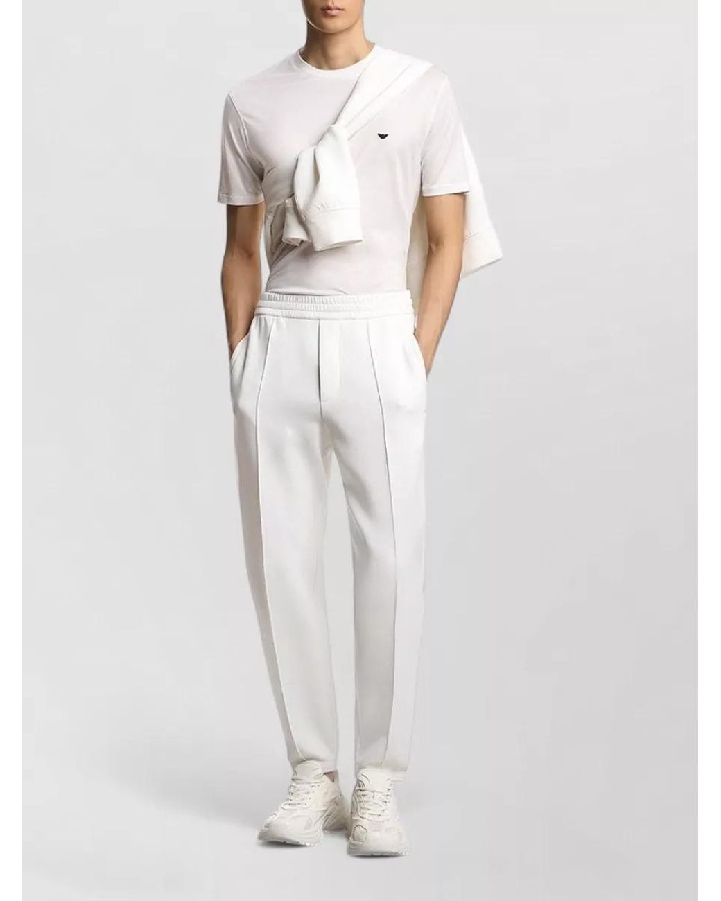 Emporio Armani White Tapered Trousers for men