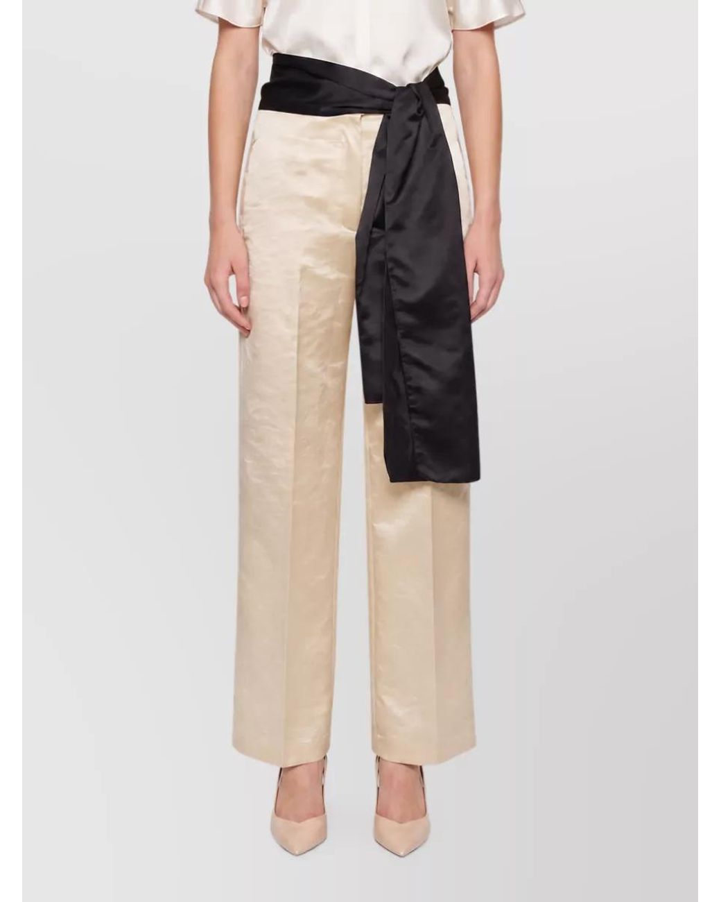 Forte_forte Black Hammered Effect Straight-Leg Suit Trousers