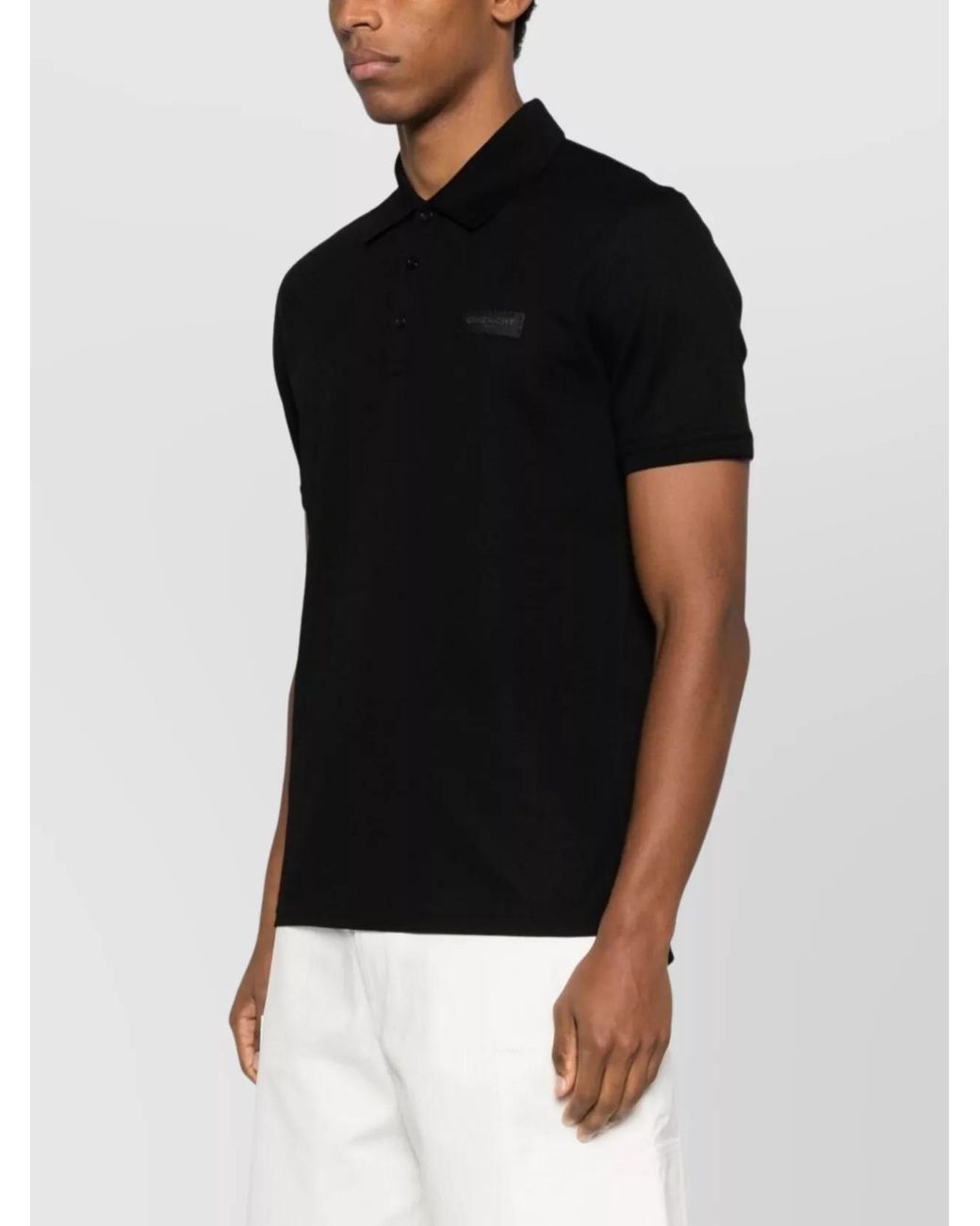 Givenchy Black Cotton Regular-Fit Short-Sleeve Polo Shirt for men