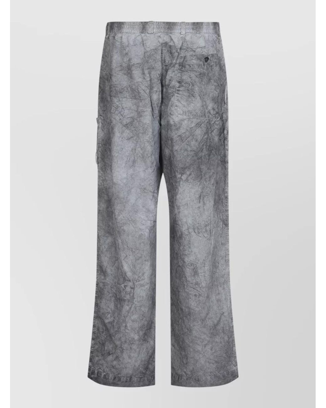 C P Company Gray Crinkled Wide-Leg Cargo Trousers for men