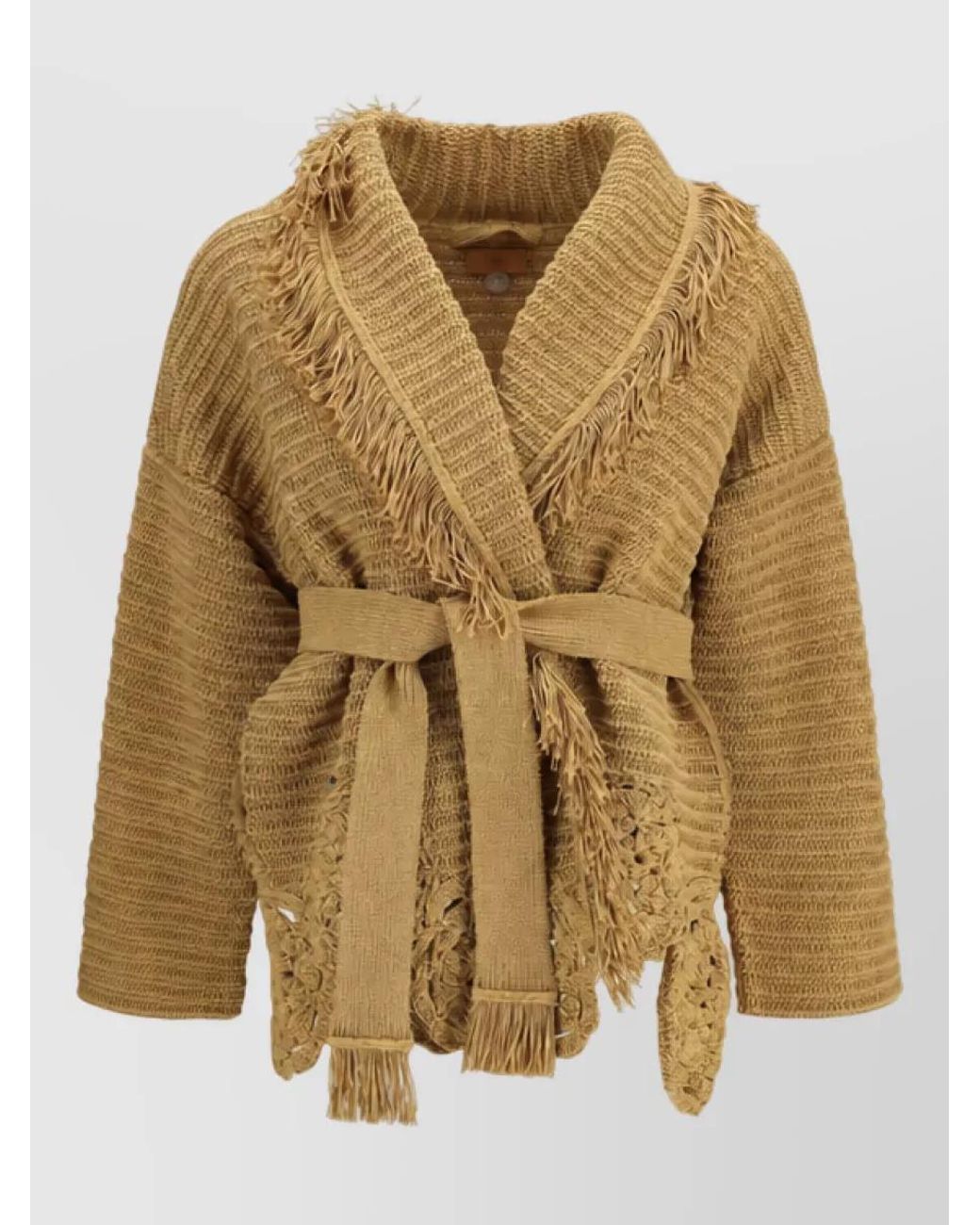 Alanui Natural Crocheted Belted Cardigan