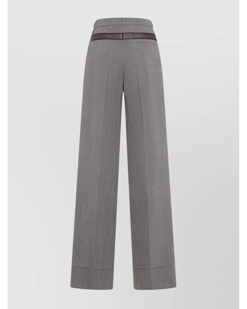 Prada Gray High-Rise Wide-Leg Trousers
