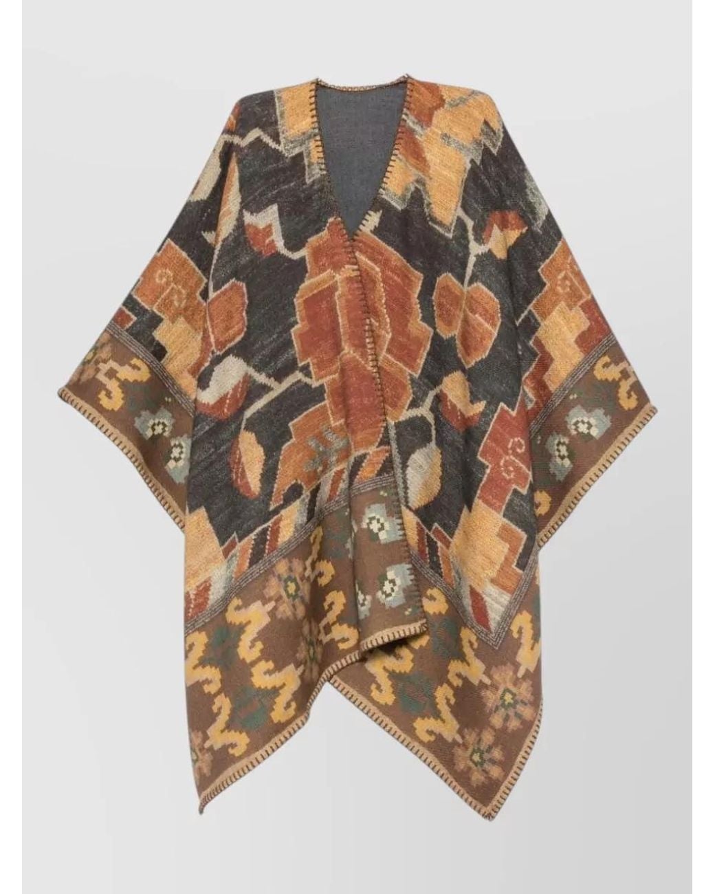 Pierre Louis Mascia Multicolor Wool Draped Asymmetric Poncho for men