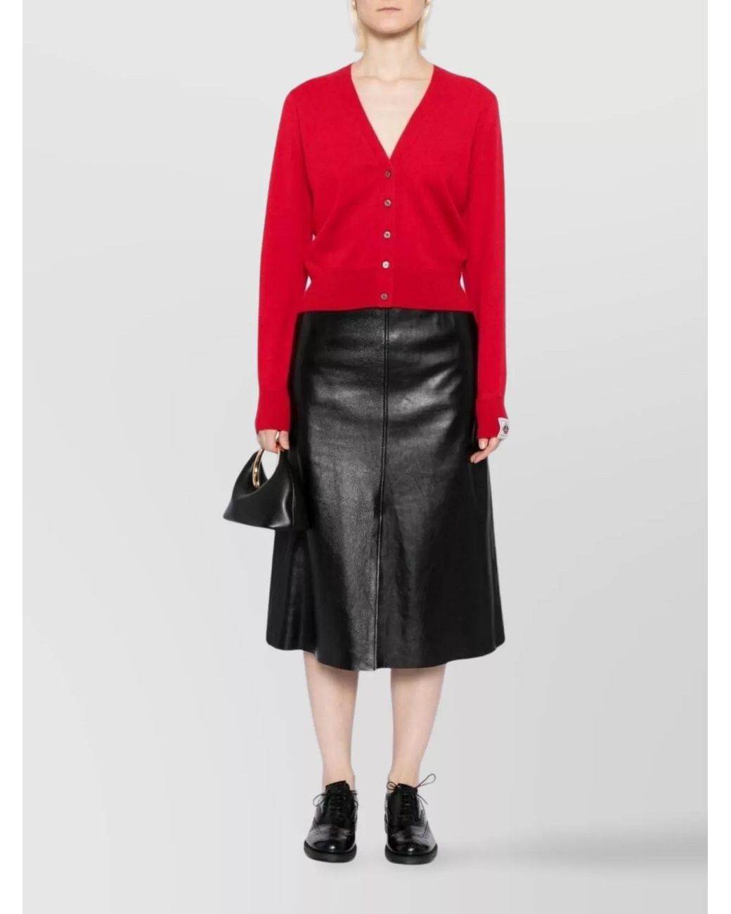 Bally Red Cashmere V-Neck Ribbed Cardigan