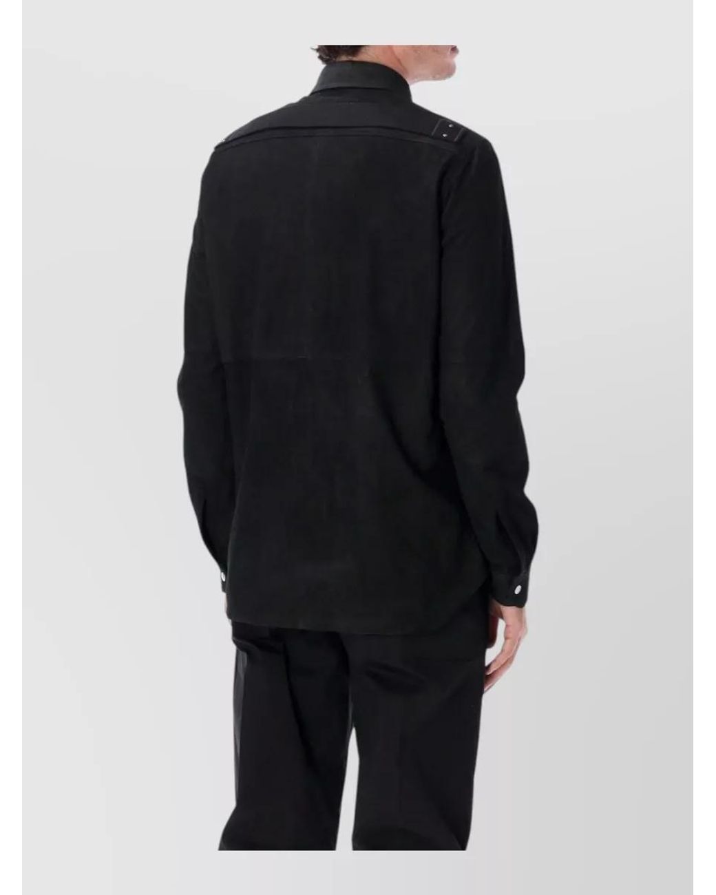 Rick Owens Blue Lamb Leather Boxy Shirt for men