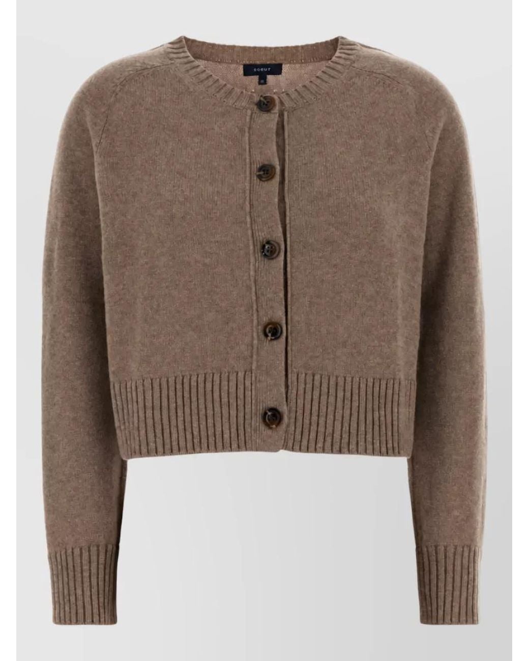 Soeur Brown Merino Wool Fitted Cardigan