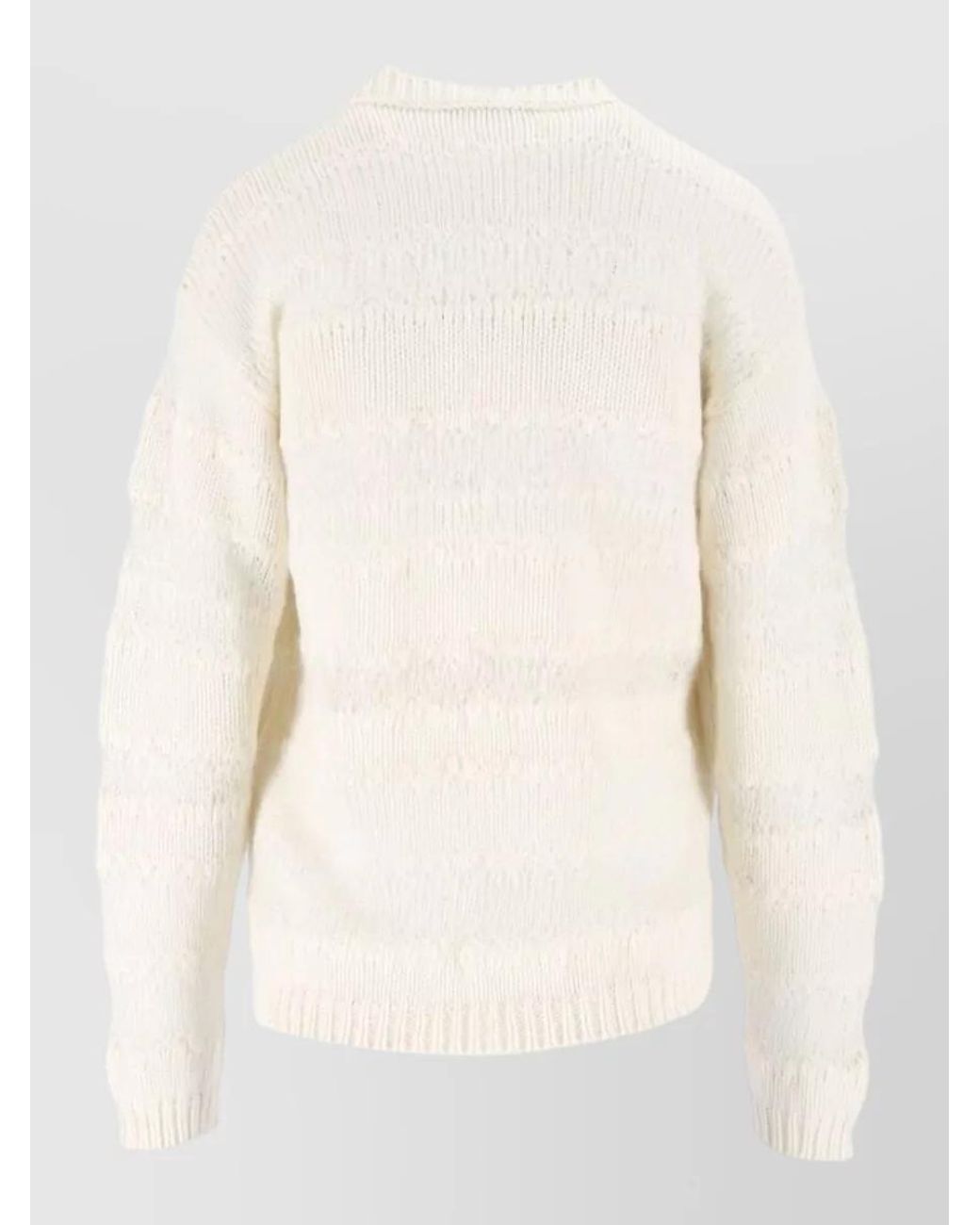 Fabiana Filippi White Cashmere Silk Wool Striped Sequin-Embellished Ribbed Crew-Neck Long-Sleeve Sweater